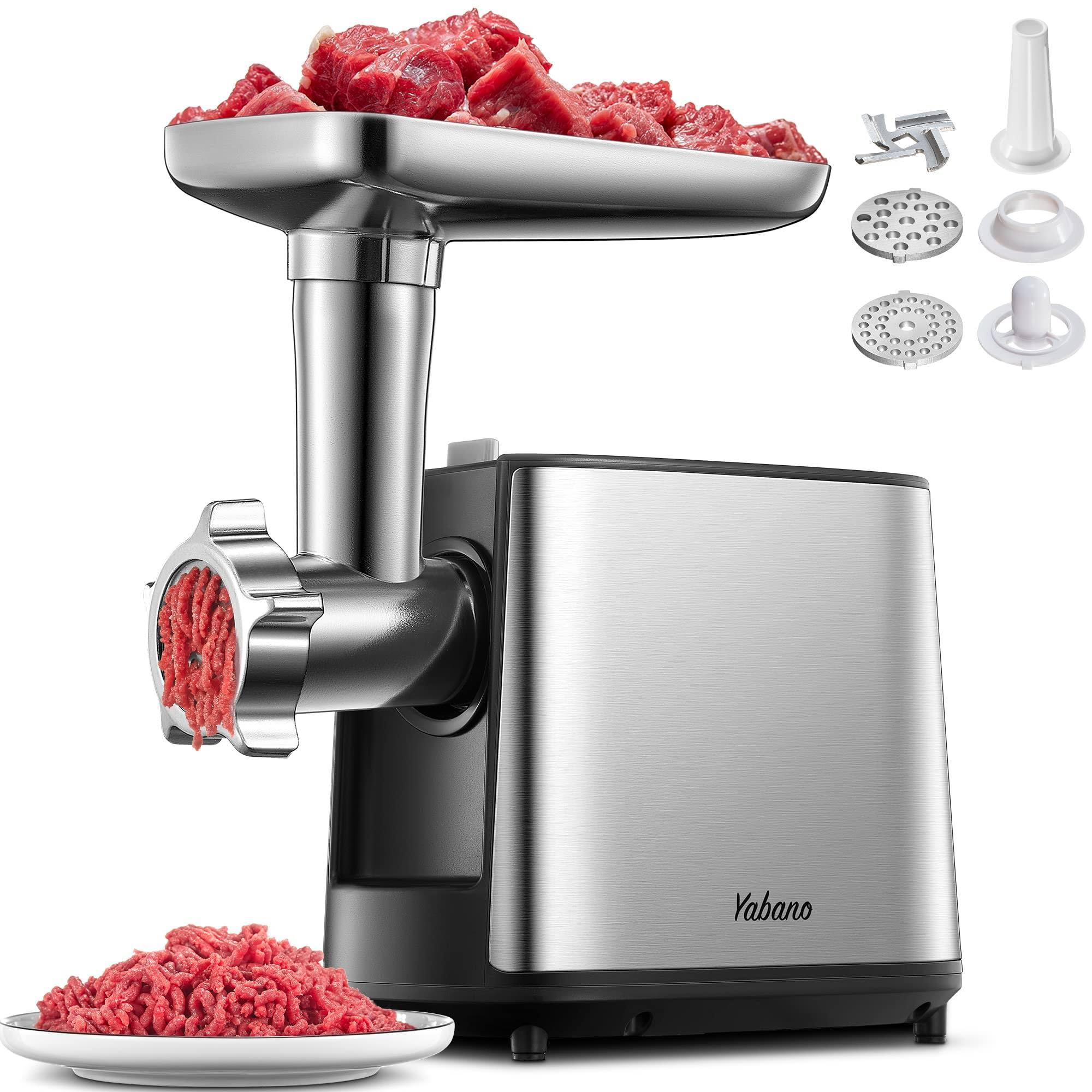 Yabano Electric Meat Grinder, Heavy Duty Meat Mincer, Sausage Stuffer Maker, Food Grinder with Sausage & Kubbe Kit, 2 Grinder Plates, Stainless Steel