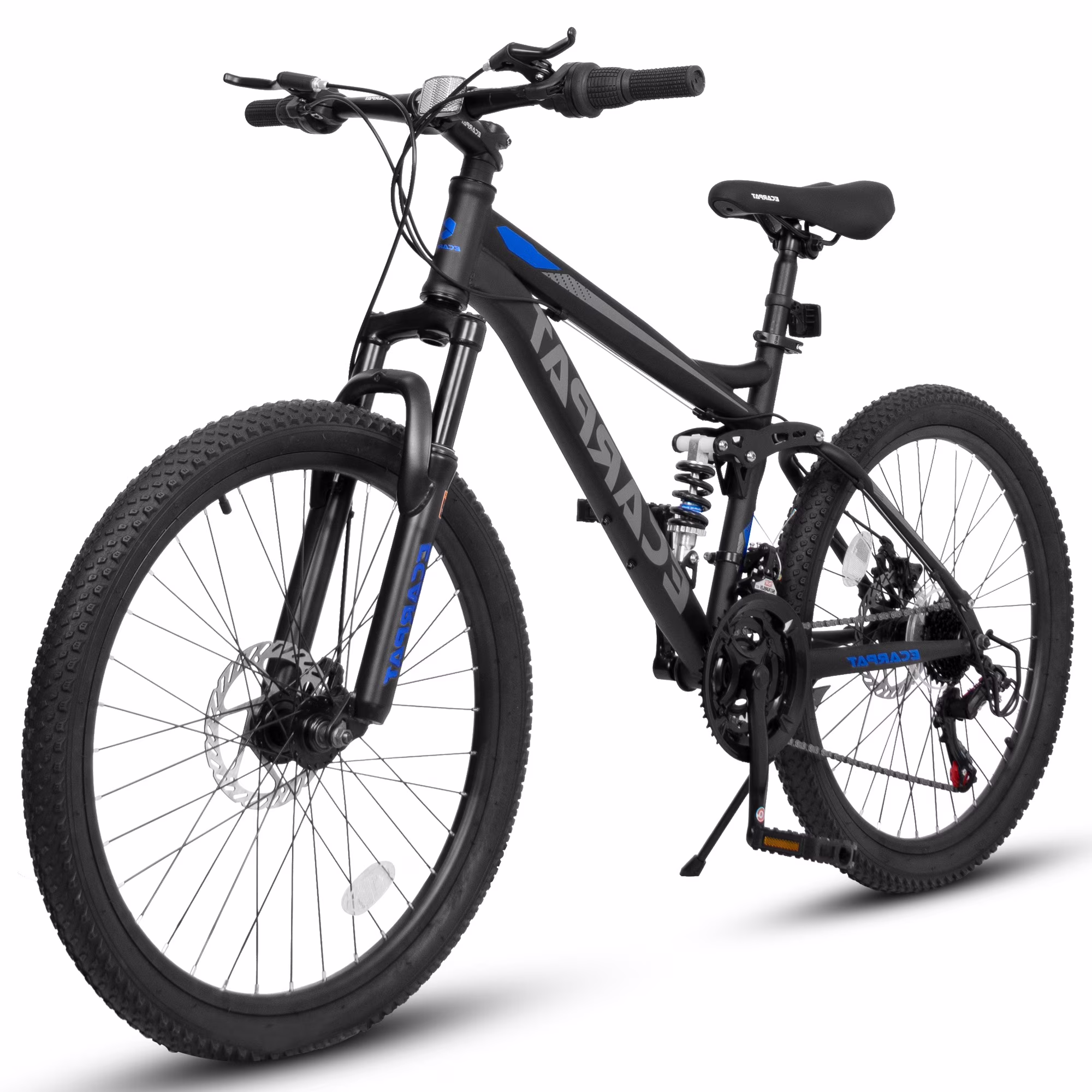 RONSHIN Mountain Bikes For Mens Womens, 24 Mountain Bike, 21-Speed Full Suspension Bicycles With Front Fork & Shock Absorber, Steel Frame Ergonomics City Bike