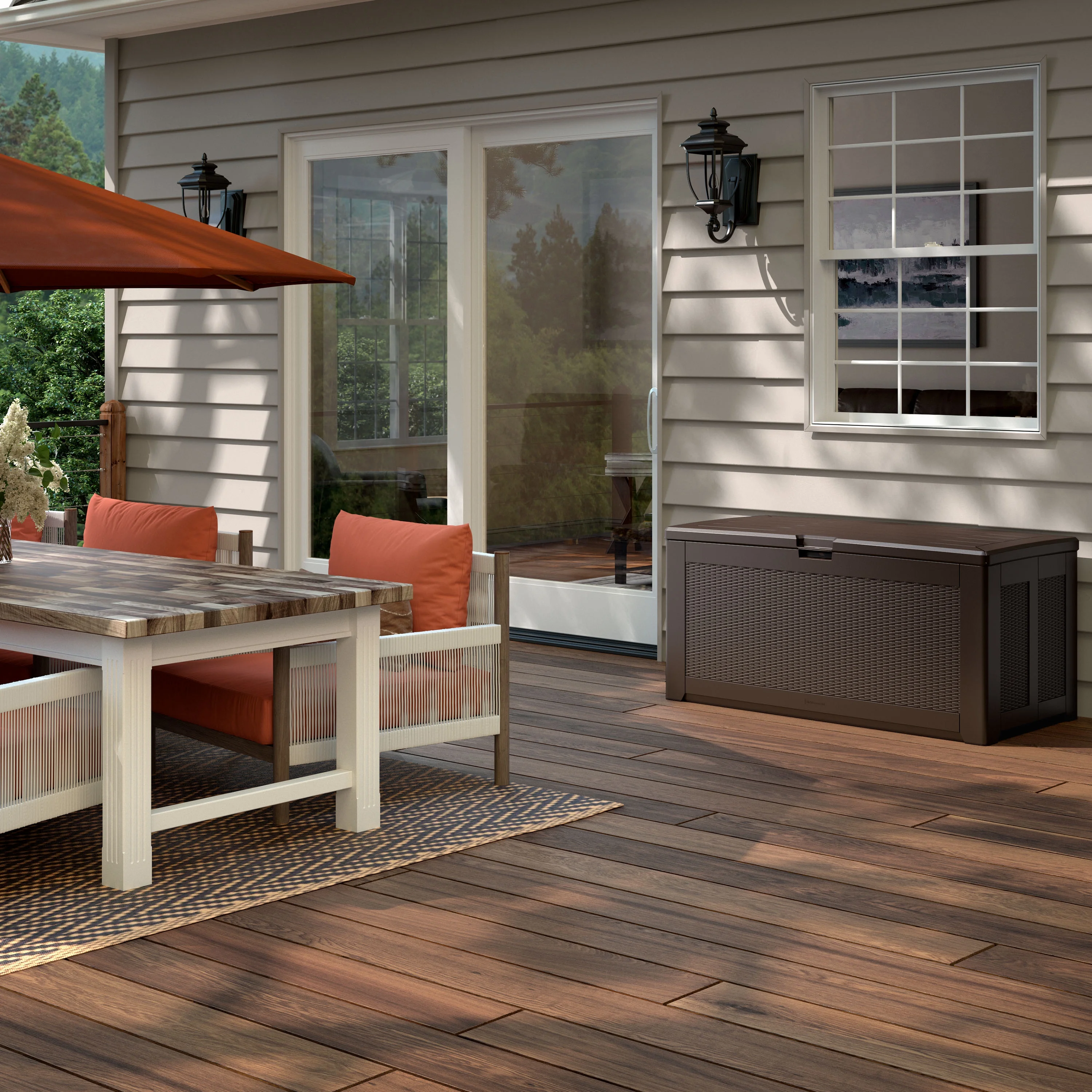 Rubbermaid Deck Box, Extra Large, 134 Gallon, Brown
