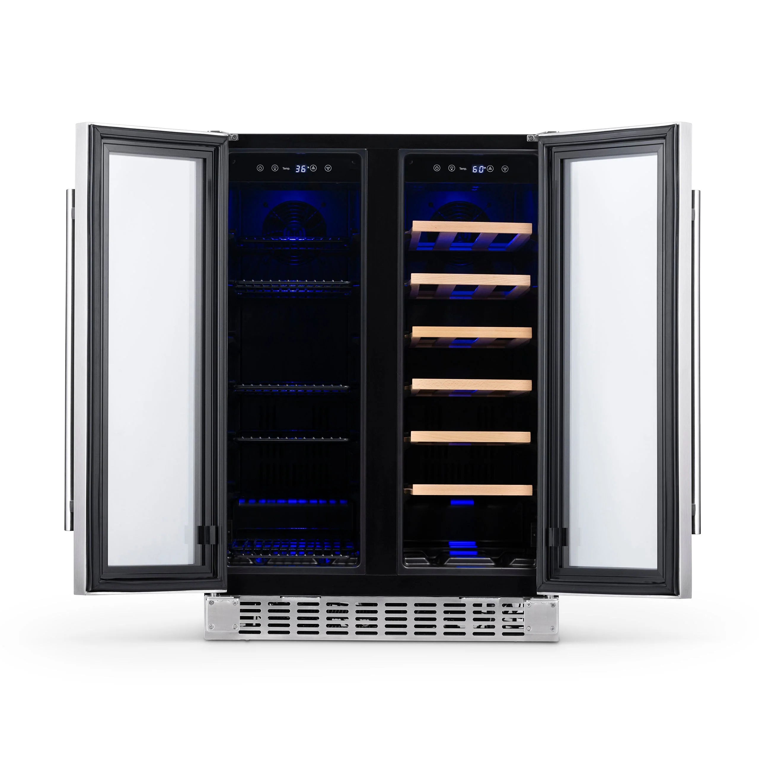 Newair 58-Can, 18-Bottle Premium Built-in Dual Zone Beverage Fridge - 24