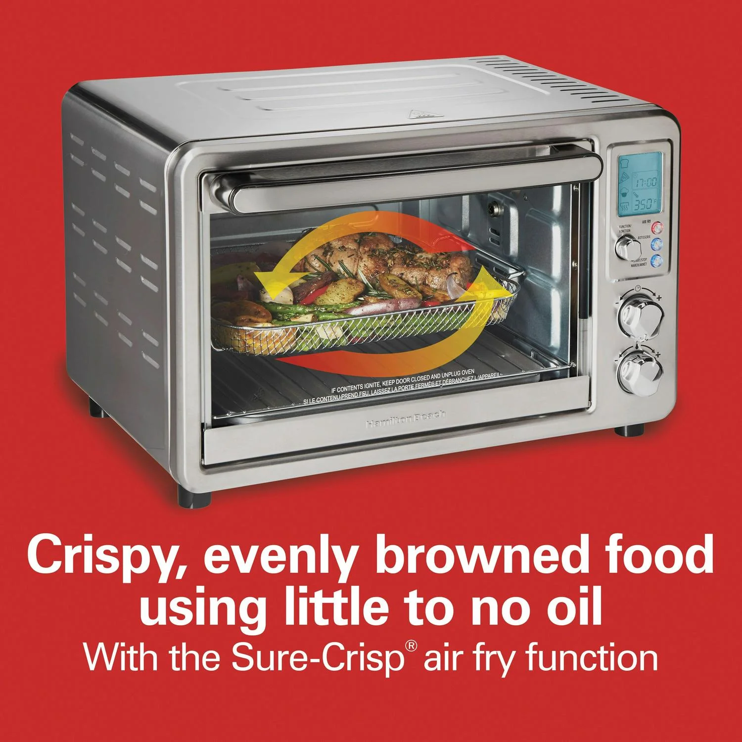Hamilton Beach Sure - Crisp Digital Air Fryer Toaster Oven with Rotisserie - 9 x 12
