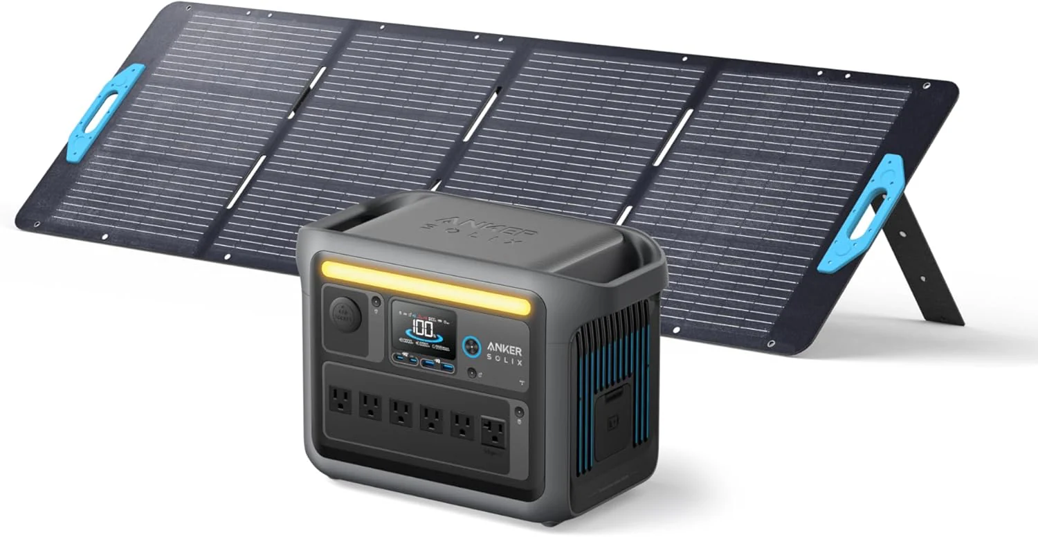 SOLIX C1000 Portable Power Station with 200W Solar Panel. 1800W Solar Generator. 1056wh LFP (LiFePO4) Battery. 6 AC Outlets. Up to 2400W for Home. Power Outages. and Outdoor Camping