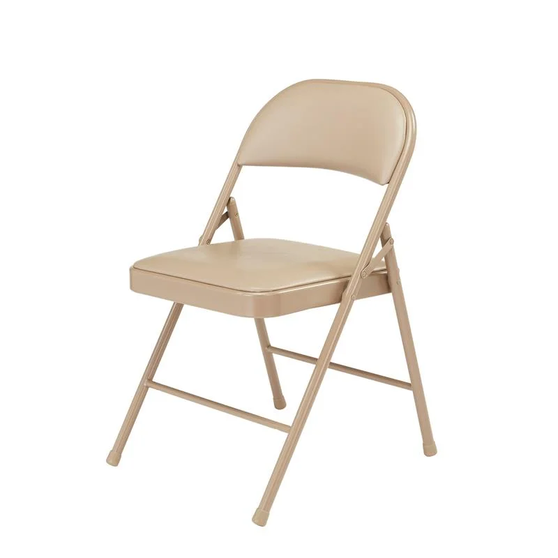 (4 Pack) Commercialine Beige Vinyl Upholstered Folding Chair(Beige)