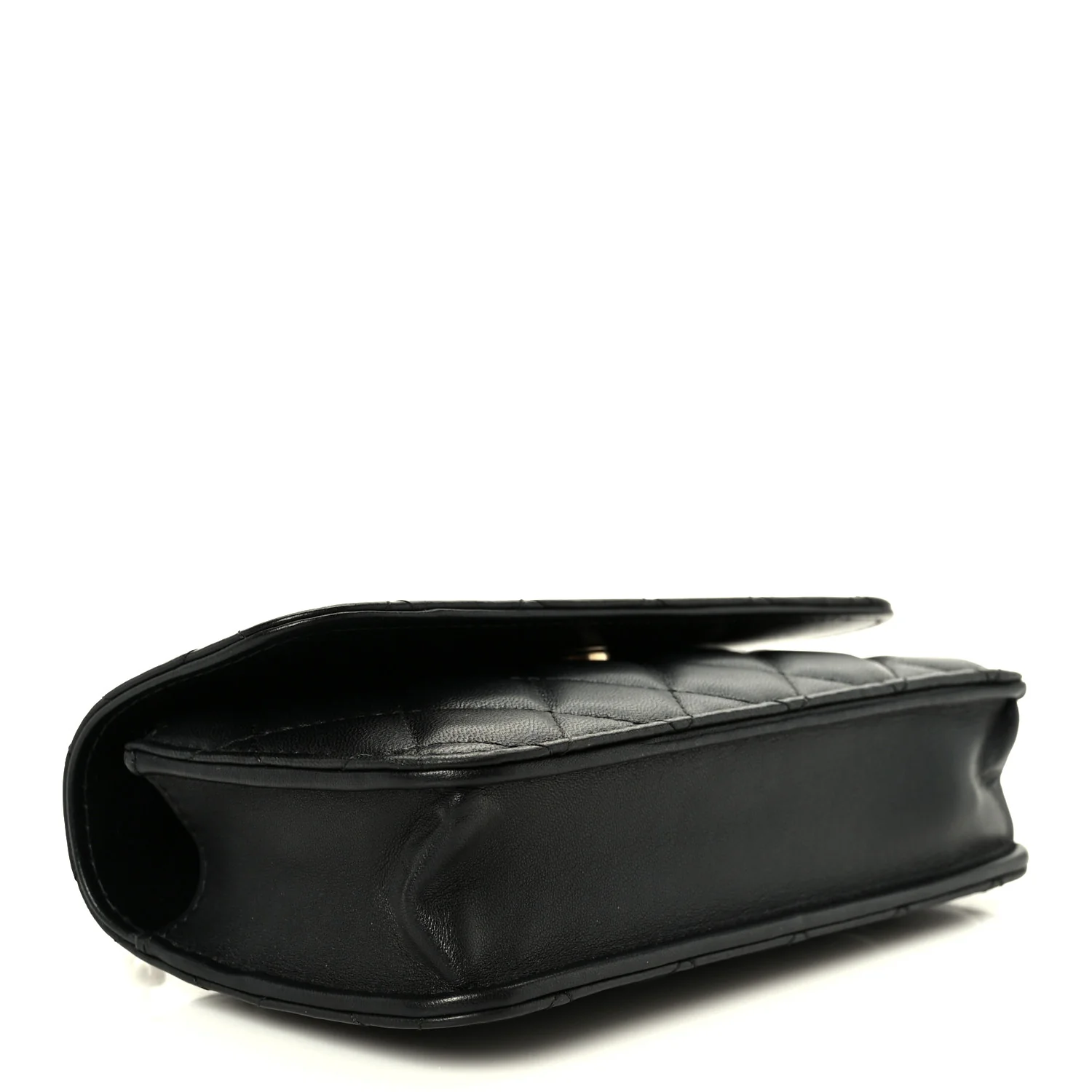 Lambskin Quilted Sweet Camellia Flap Phone Holder With Chain Black