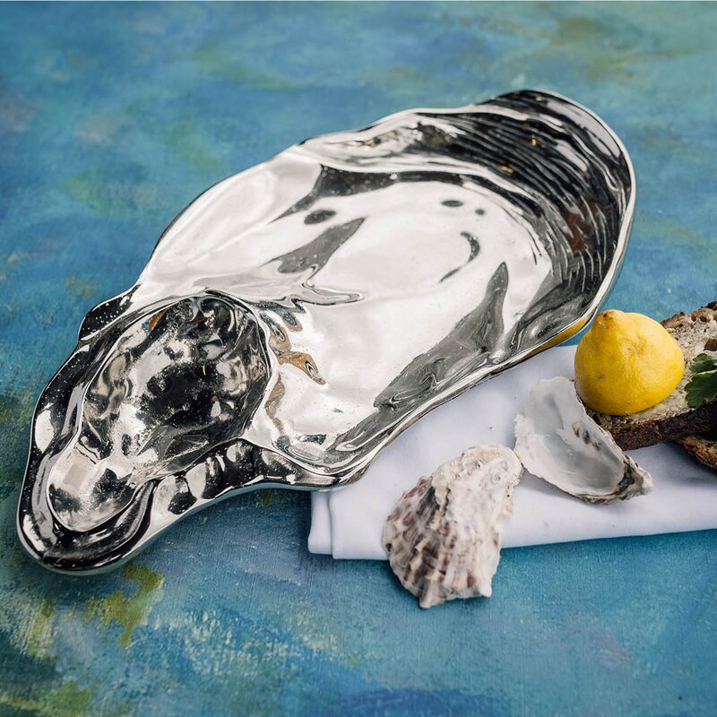 Shell serveringsfat 48x27 cm sølv