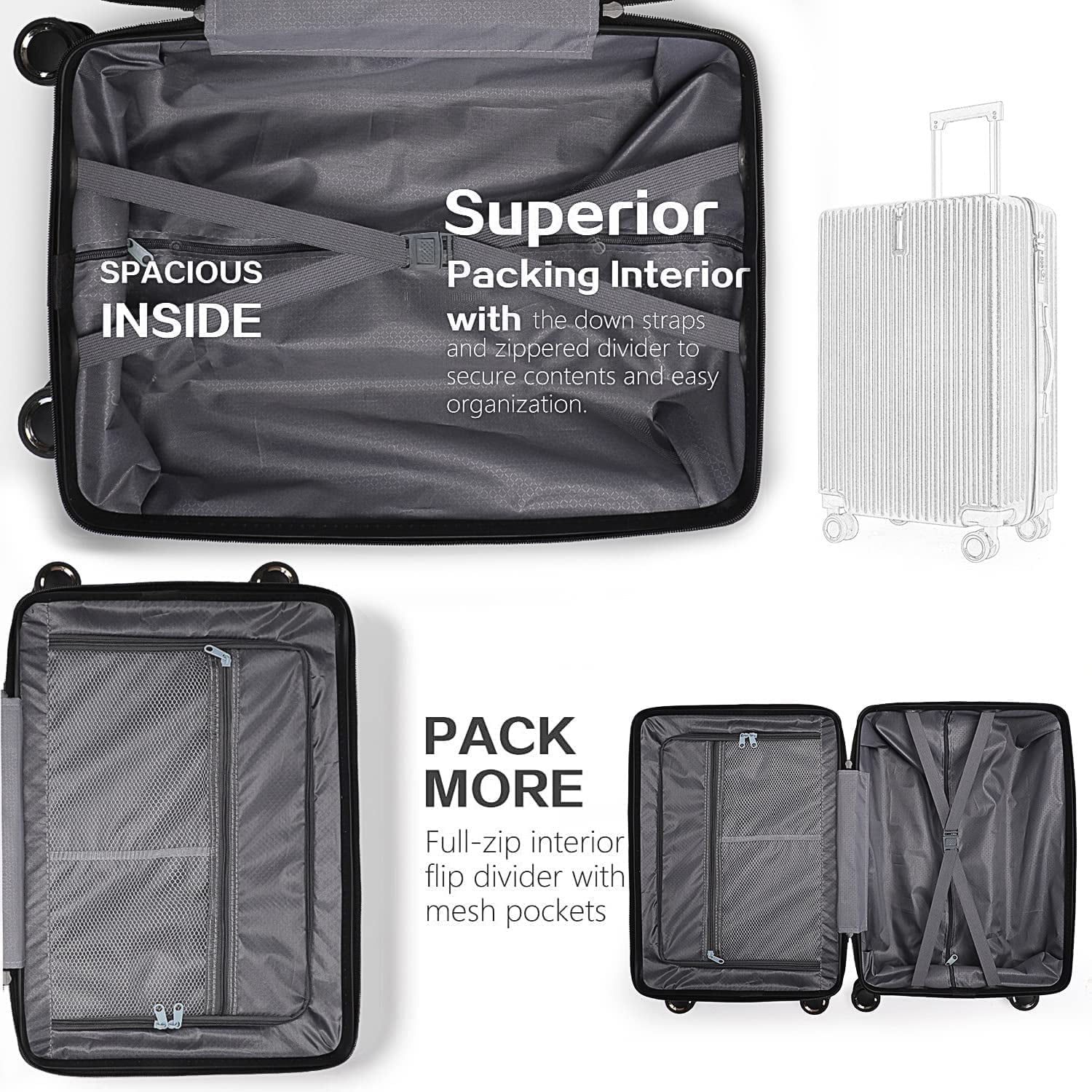 Vebreda Luggage Sets 3 Piece 20/24/28 in Suitcase Sets Hardside Luggage Set, Navy Blue