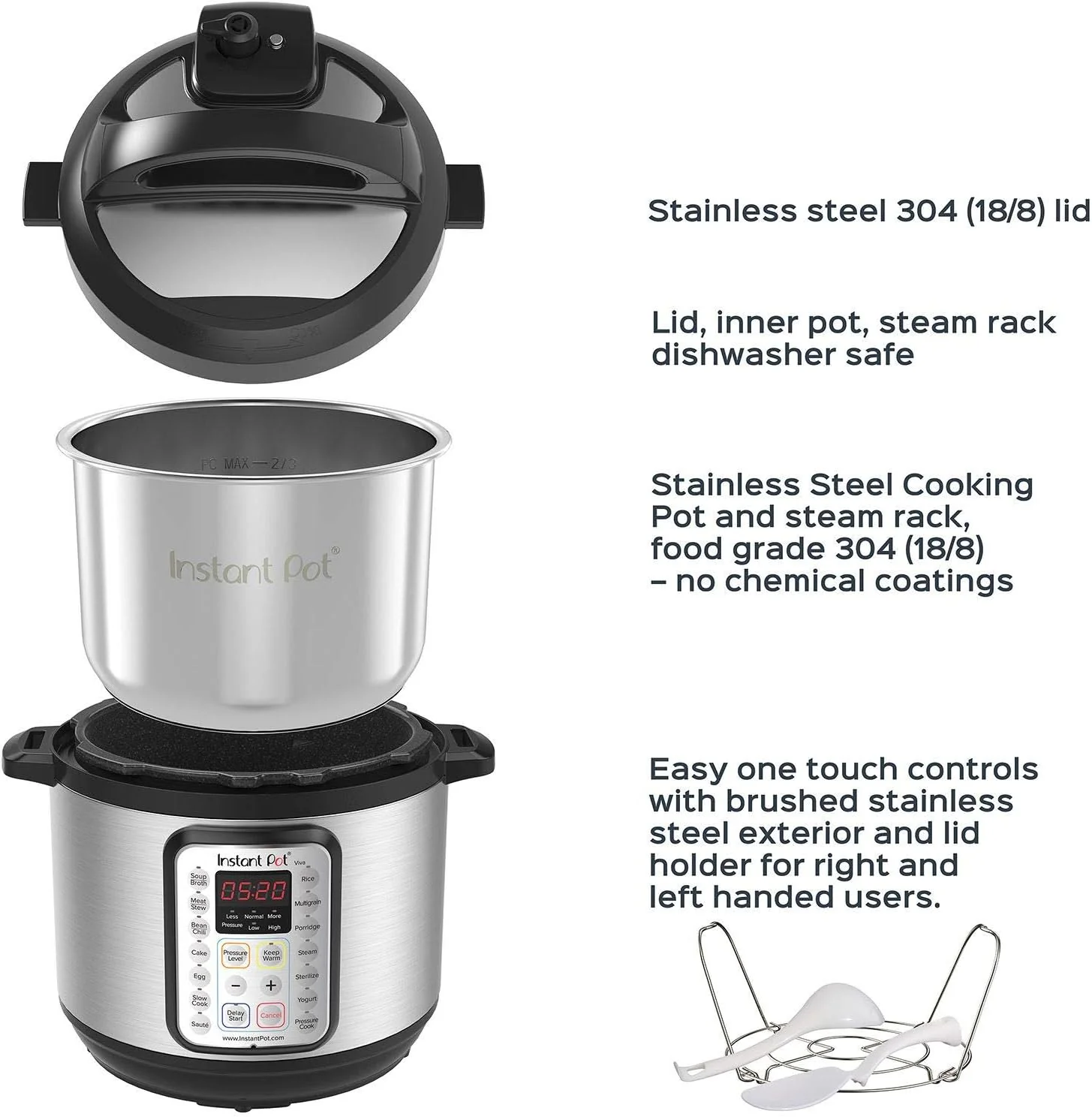 Multicuiseur 9 en 1 : autocuiseur, mijoteuse, cuiseur à riz, cuiseur vapeur, fonction sauté, yaourtière, chauffe-plat et stérilisateur. Application avec plus de 800 recettes incluse. Acier inoxydable. Capacité : 6 litres.