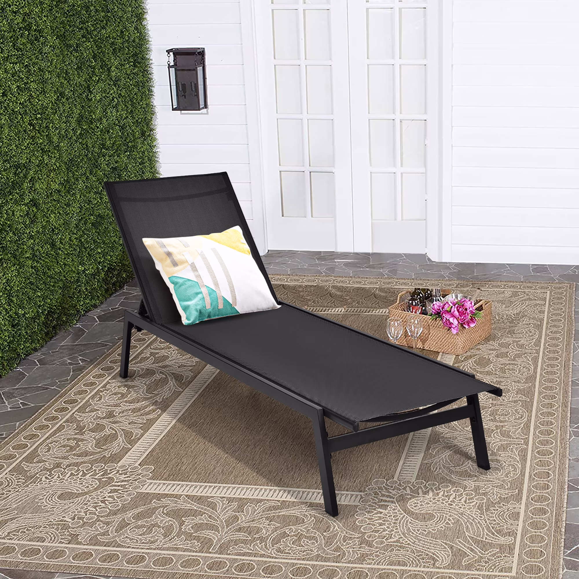 Costway  Patio Lounge Chair Chaise Recliner Back Adjustable Garden Deck Brown