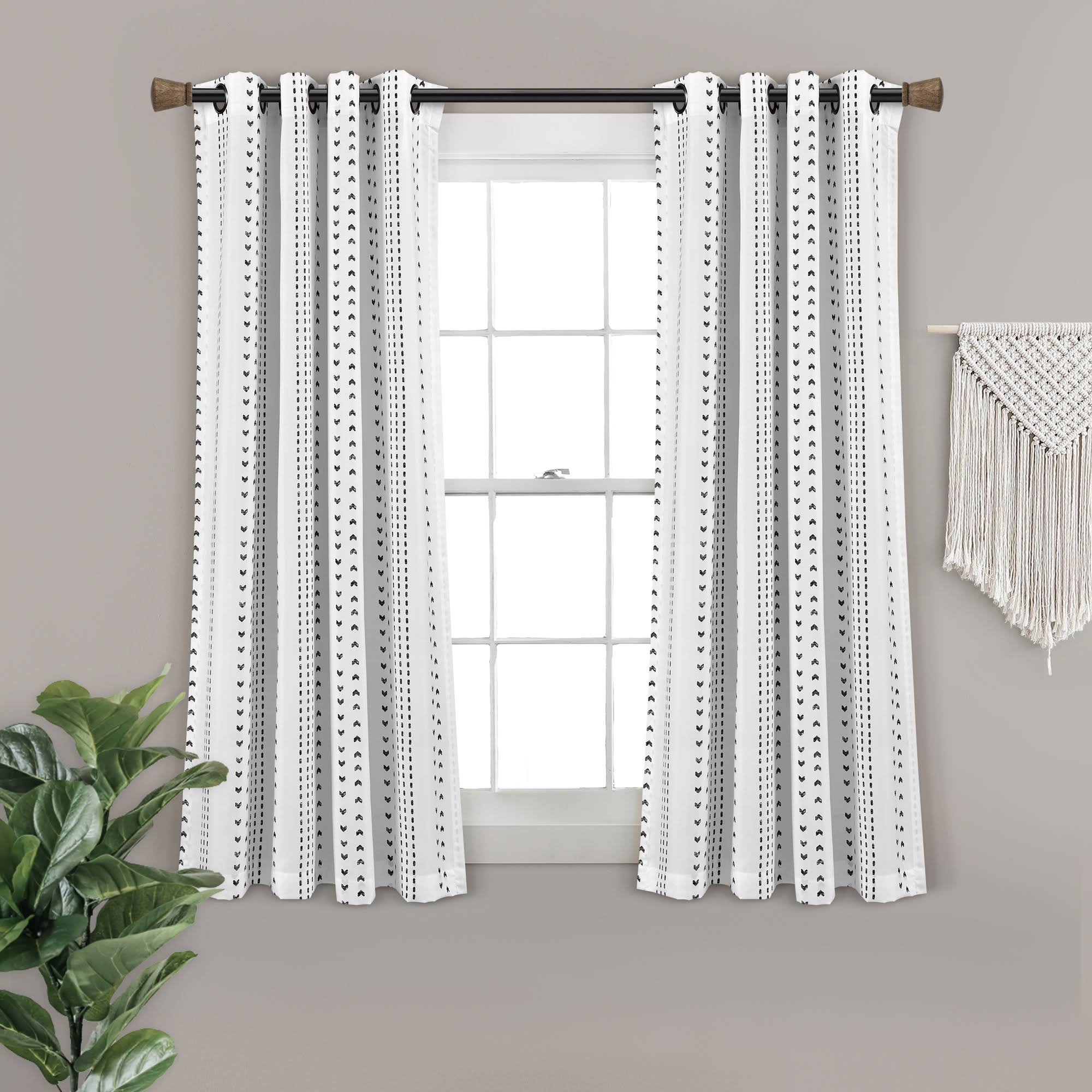 Lush Decor Hygge Stripe Window Curtain Panels Black/White 52x84 Set