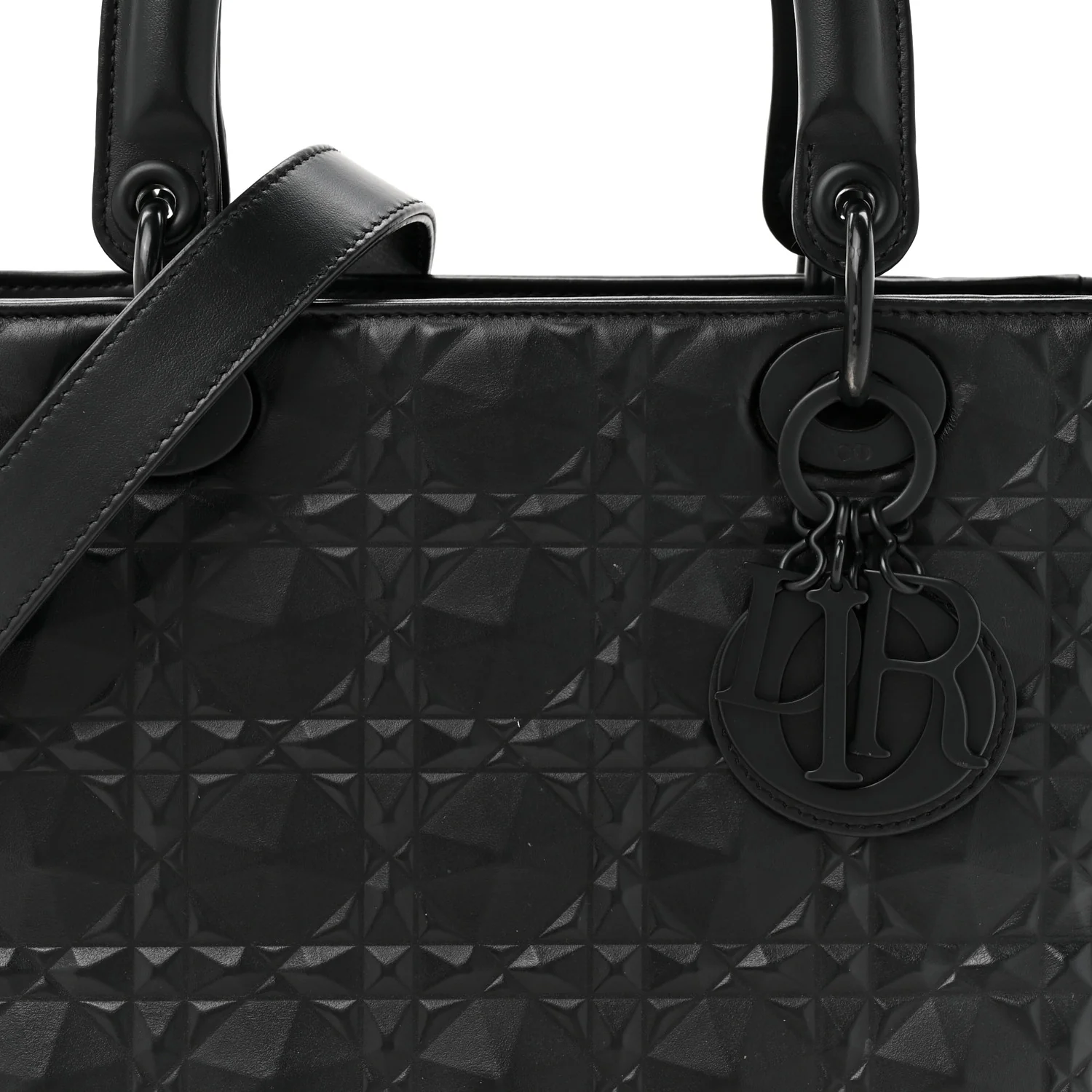 Calfskin Cannage Diamond Cannage Medium Lady Dior Black