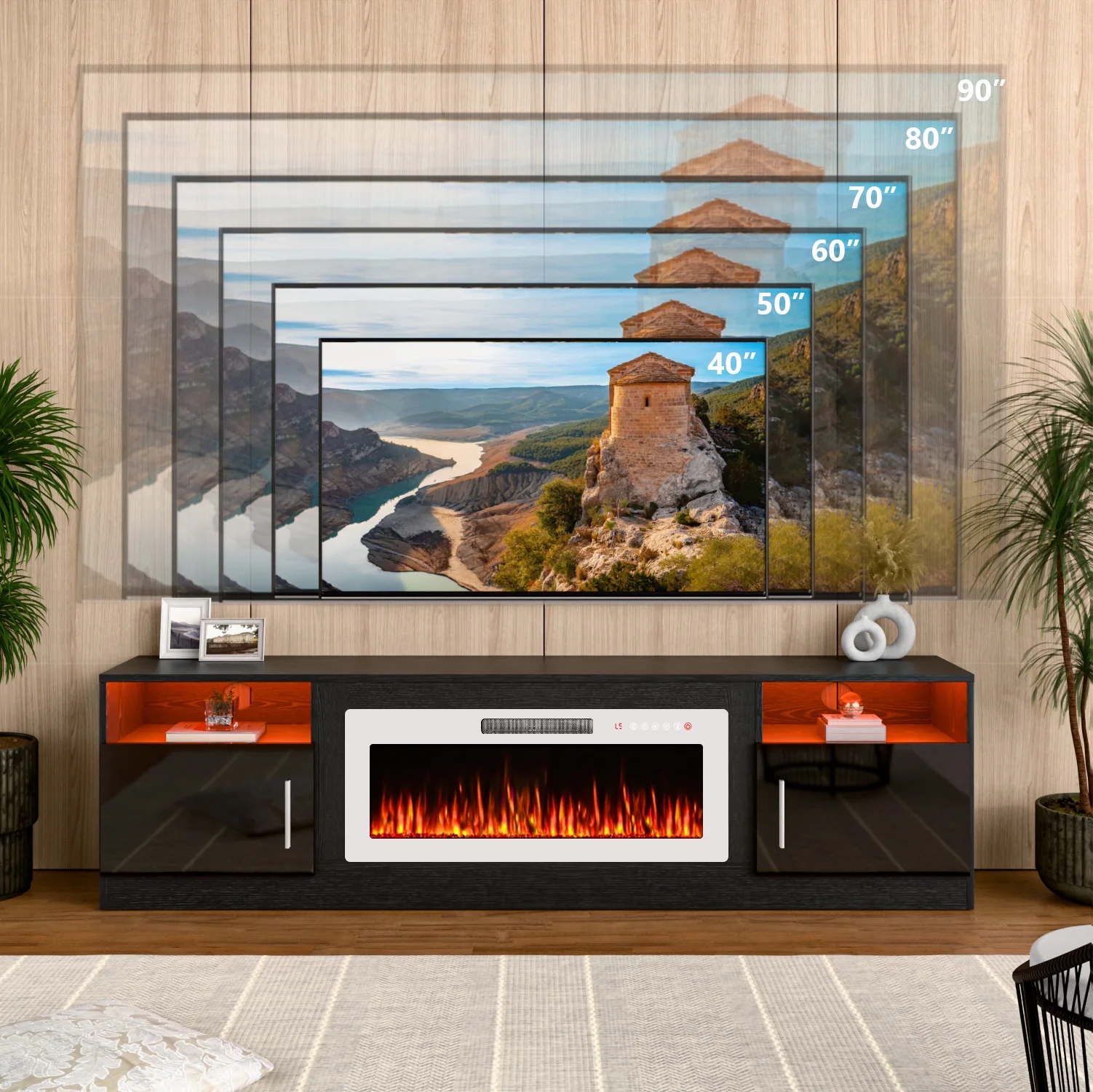 Waleaf Fireplace TV Stand with 36