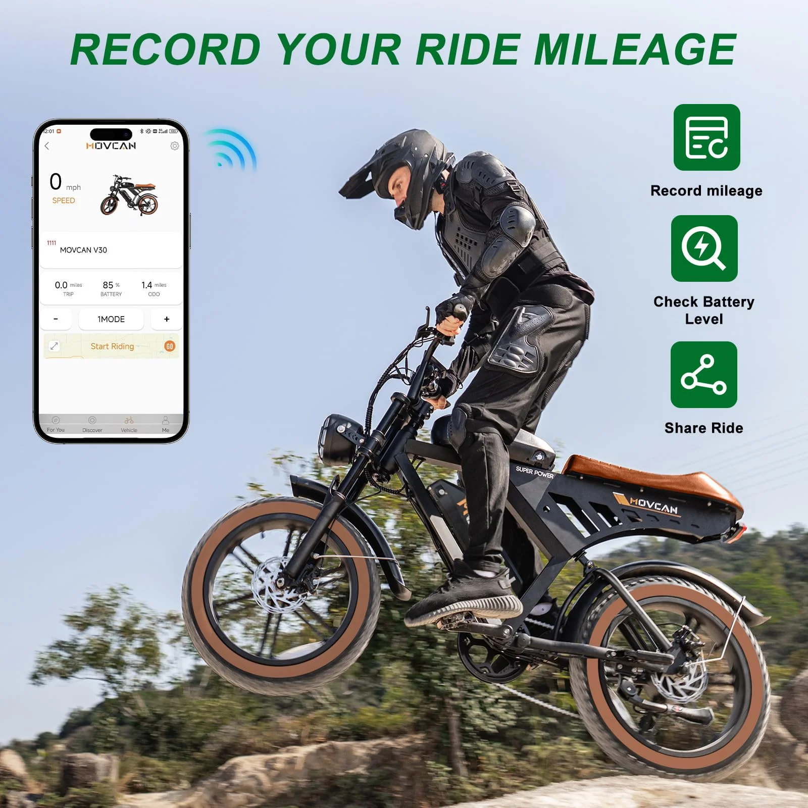 V30Max Dual Battery Electric Bike for Adult, 1500W 20" Fat Tire 48V 31.2AH Removable Battery, 32MPH 7-Speed Hydraulic Brake Off-Road Mountain Ebike UL2849 - Image 6