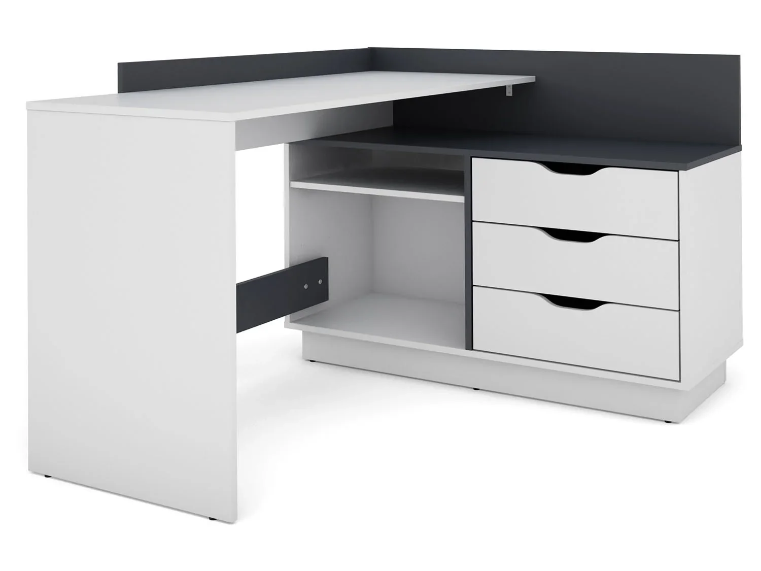 byLIVING Bureau d'angle Belfast avec compartiments, 129 x 105 x 83 cm