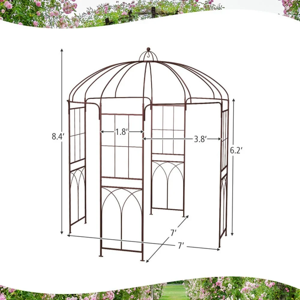 Spaco 8.4 x 7 Feet Wide Birdcage Shape Garden Arbor, Garden Arbor with Sturdy and Durable Construction, Arch Arbor for Outdoor as Balcony, Garden, Backyard, Bronze