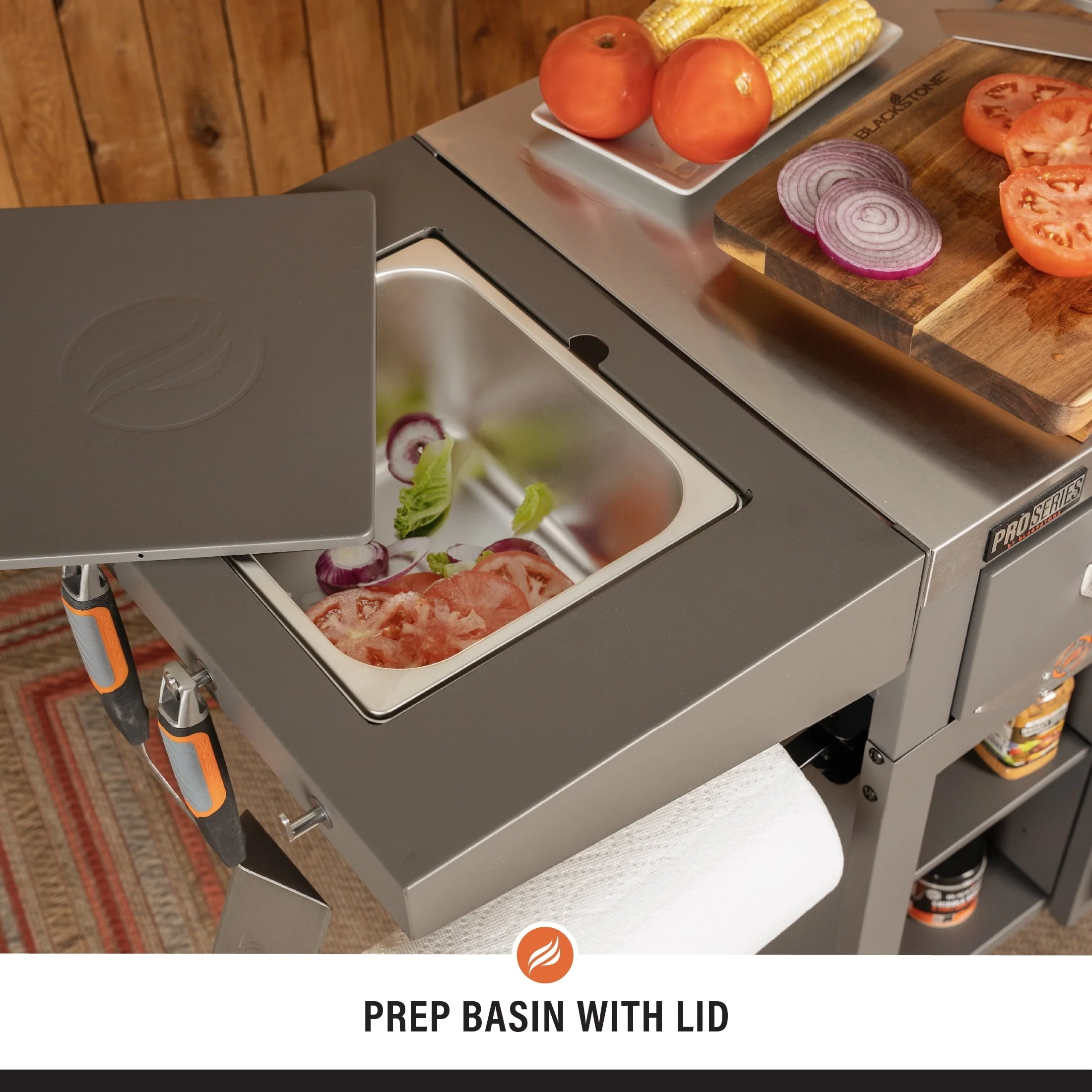 ProSeries 28" Serve and Store Prep Grill Cart with Cabinet in Black - Image 7
