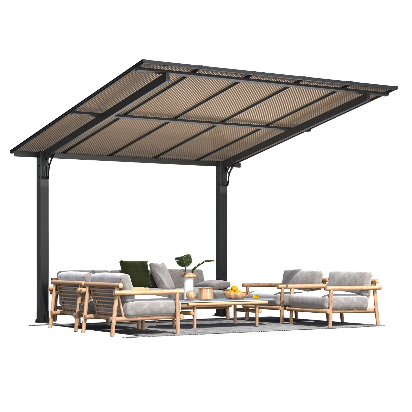 AECOJOY 10' x 10' Outdoor Gazebo Pergola Carport for Patio, Freestanding Lean to Hard Top Pergolas and Gazebos Clearance with Roof