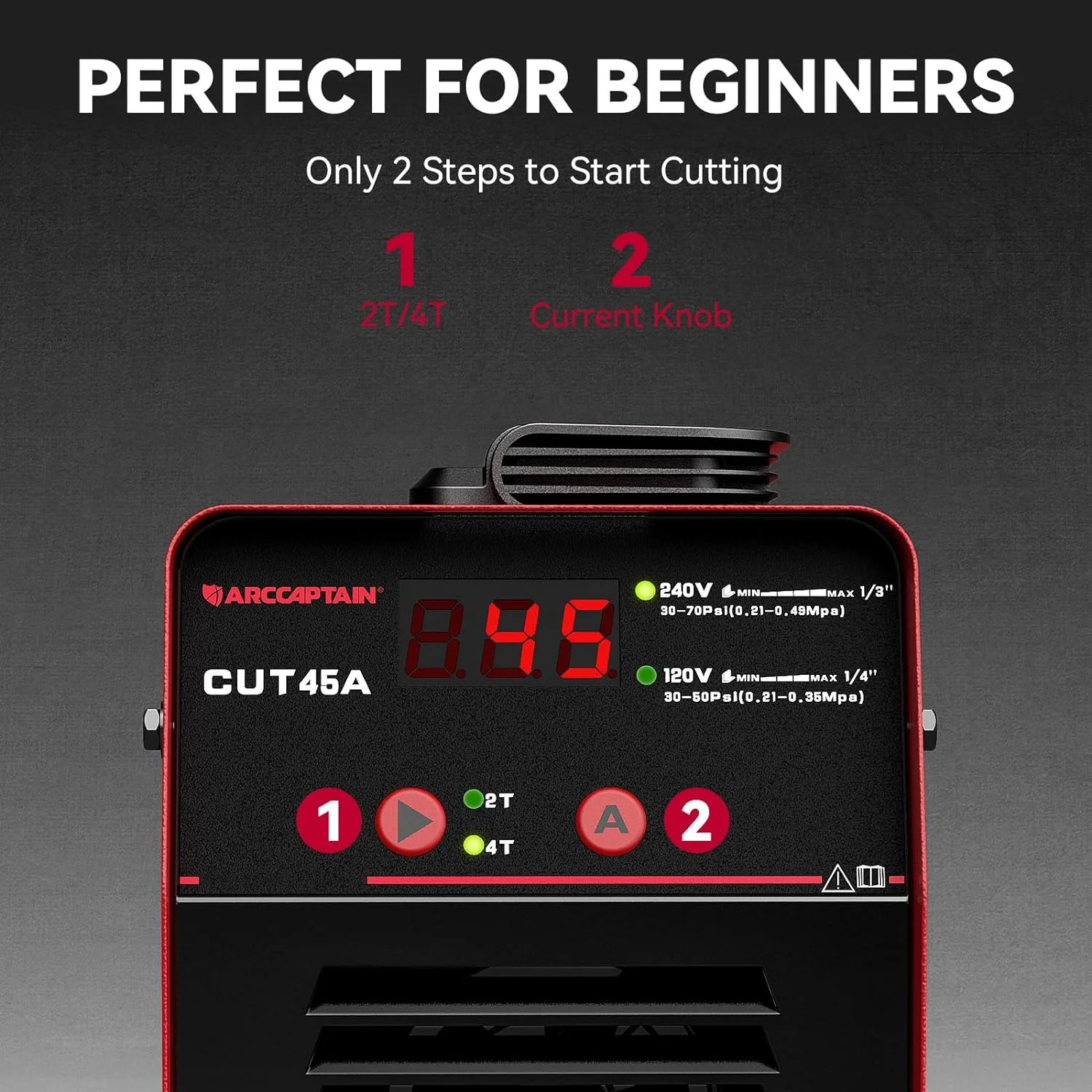 Plasma Cutter, 45Amp Cutter Machine, 110V/220V Dual Voltage Digital Display IGBT Inverter Plasma Cutting Machine with 2T/4T Function - Image 2