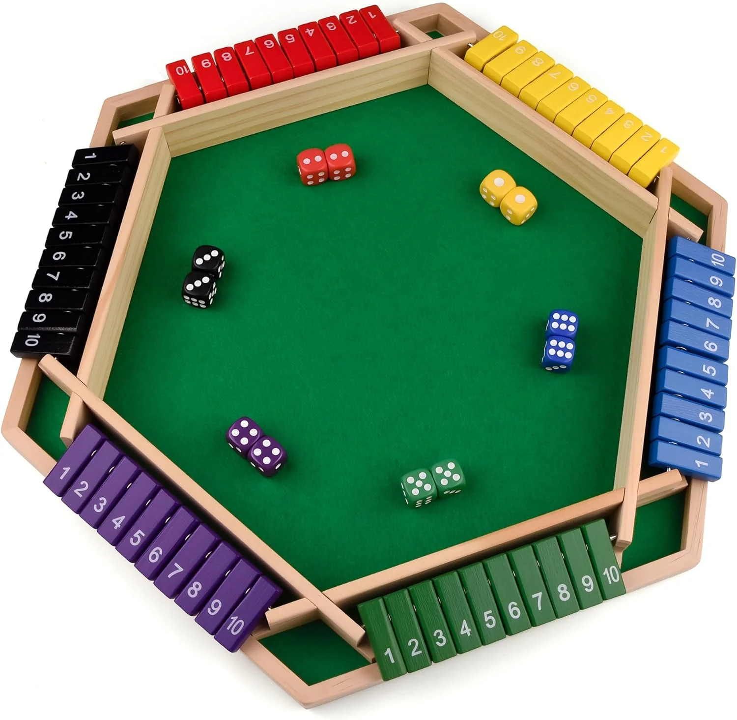 Shut The Box Dice Game for 1-4 Players, Classic Wooden Board Game for Family & Pub Nights