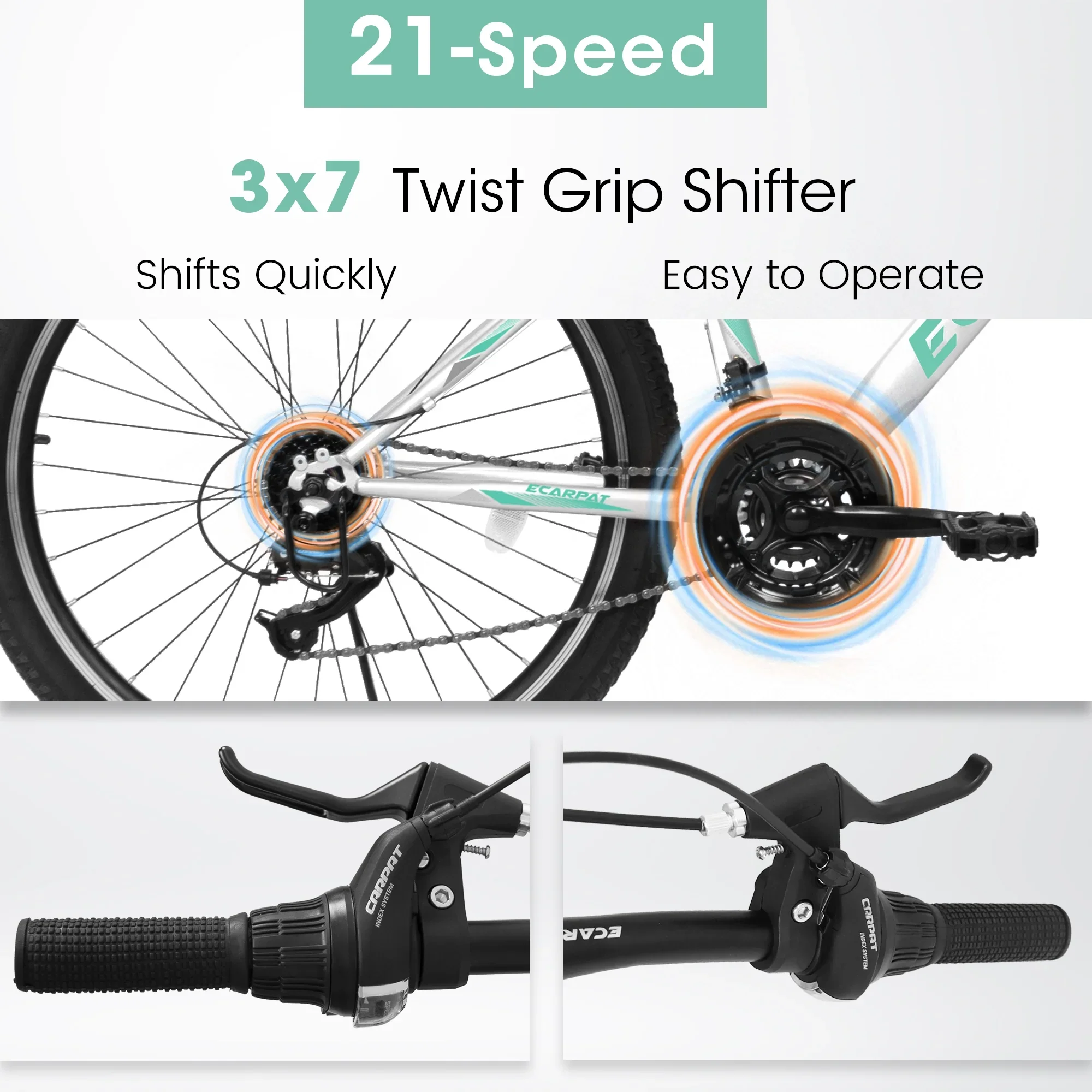 24“/26 Mountain Bike for Women - 21-Speed, Dual Disc Brakes, Front Suspension, All-Terrain Tires, 85% Pre-Assembled Carbon Steel Frame Bicycle