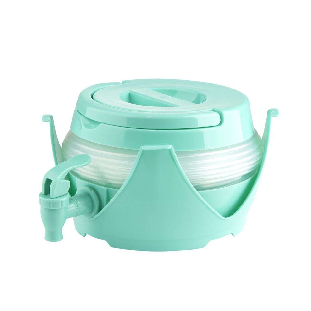 Jerrican pliable 3,3L avec robinet plastique transparent et bleu Ø17xH21cm