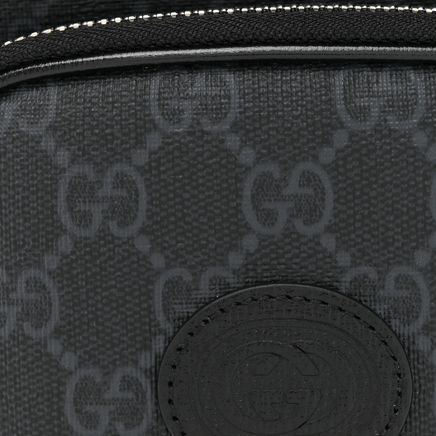 GG Supreme Monogram Azalea Calfskin Mini Retro Interlocking G Bag Black