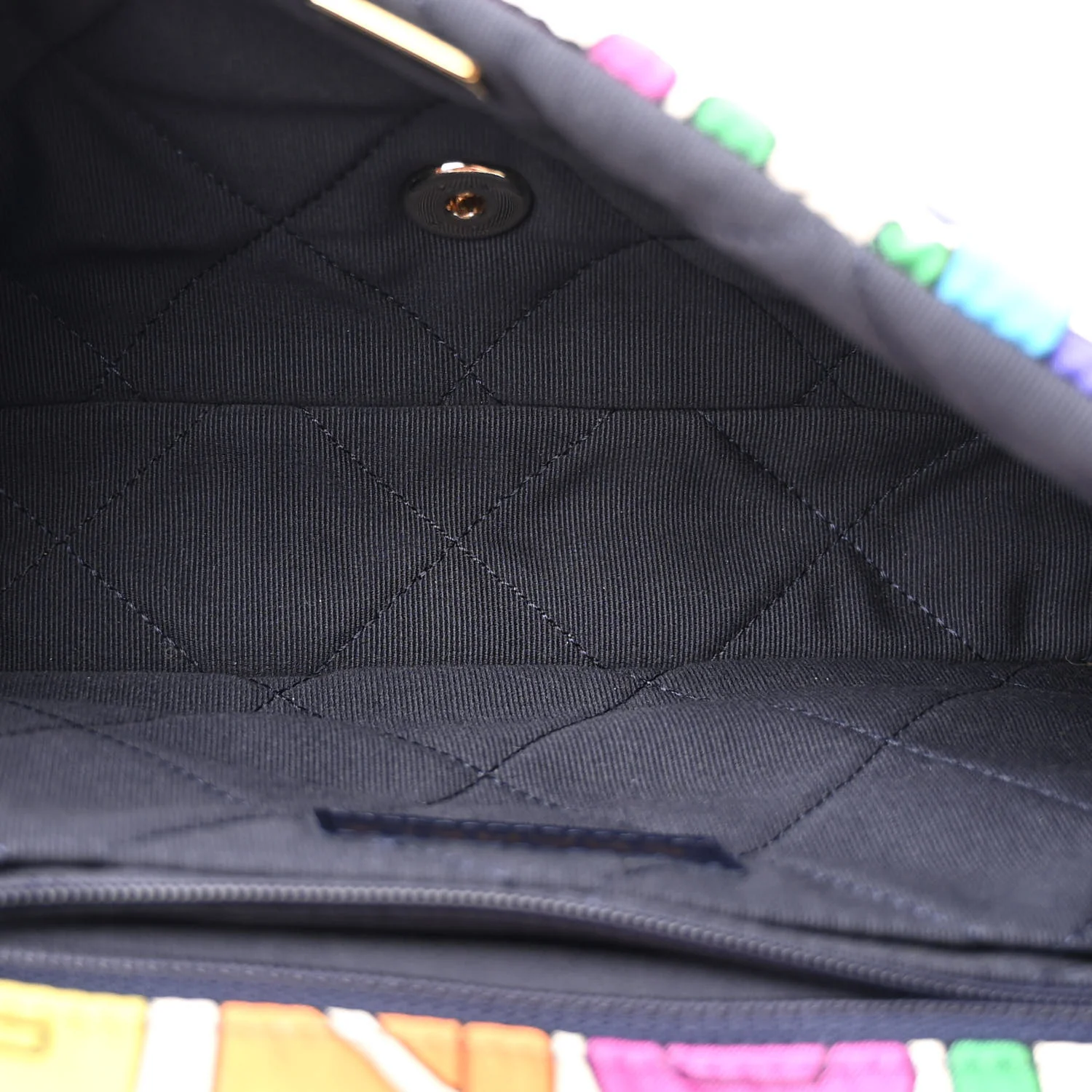 Printed Fabric Quilted Logo Single Flap Bag Multicolor