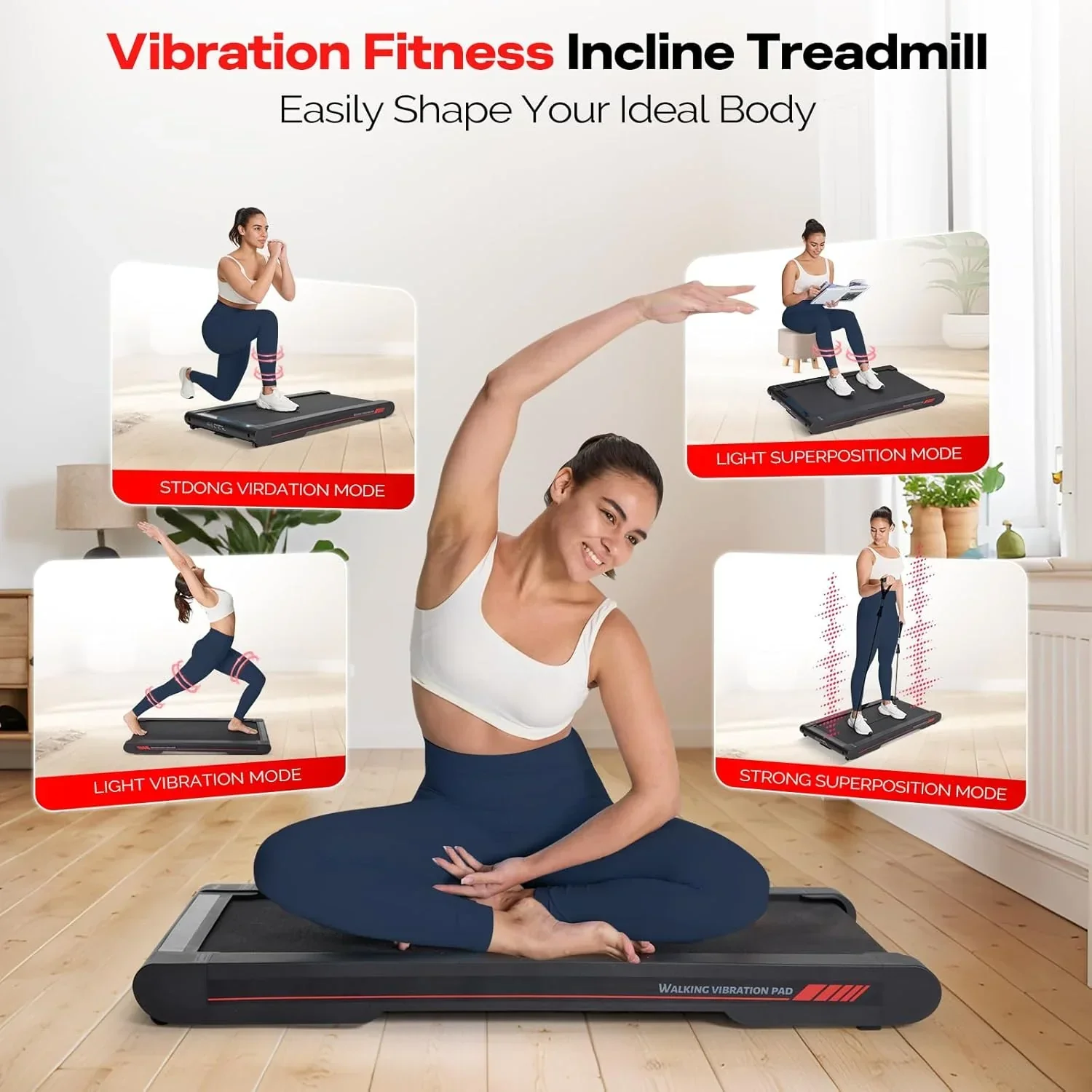 Tapis de marche vibrant Sperax avec application 3 en 1, tapis de marche sous bureau