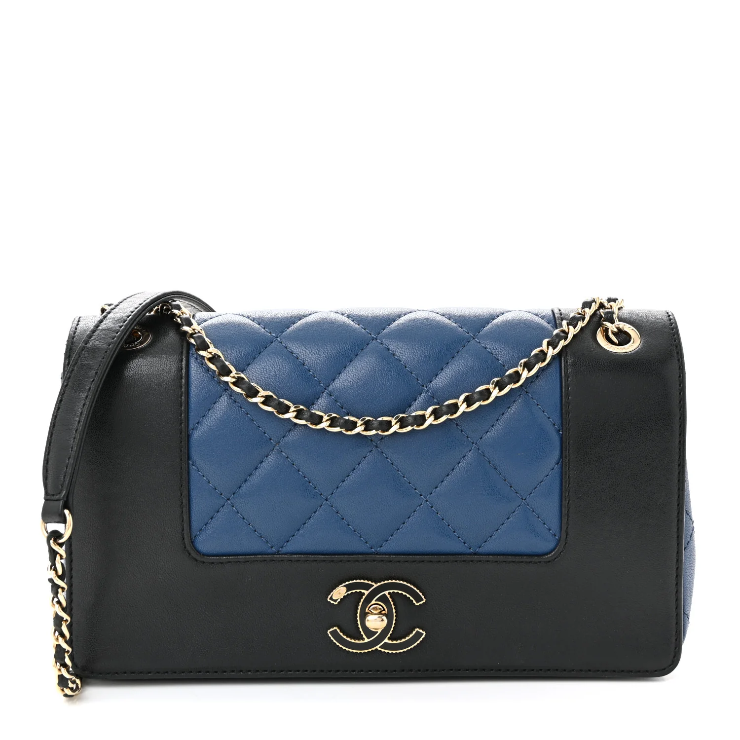 Sheepskin Quilted Small Mademoiselle Flap Black Blue