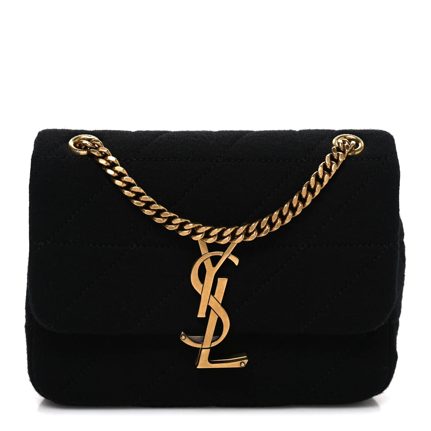 Jersey Wool Patchwork Monogram Mini Jamie Baguette Black