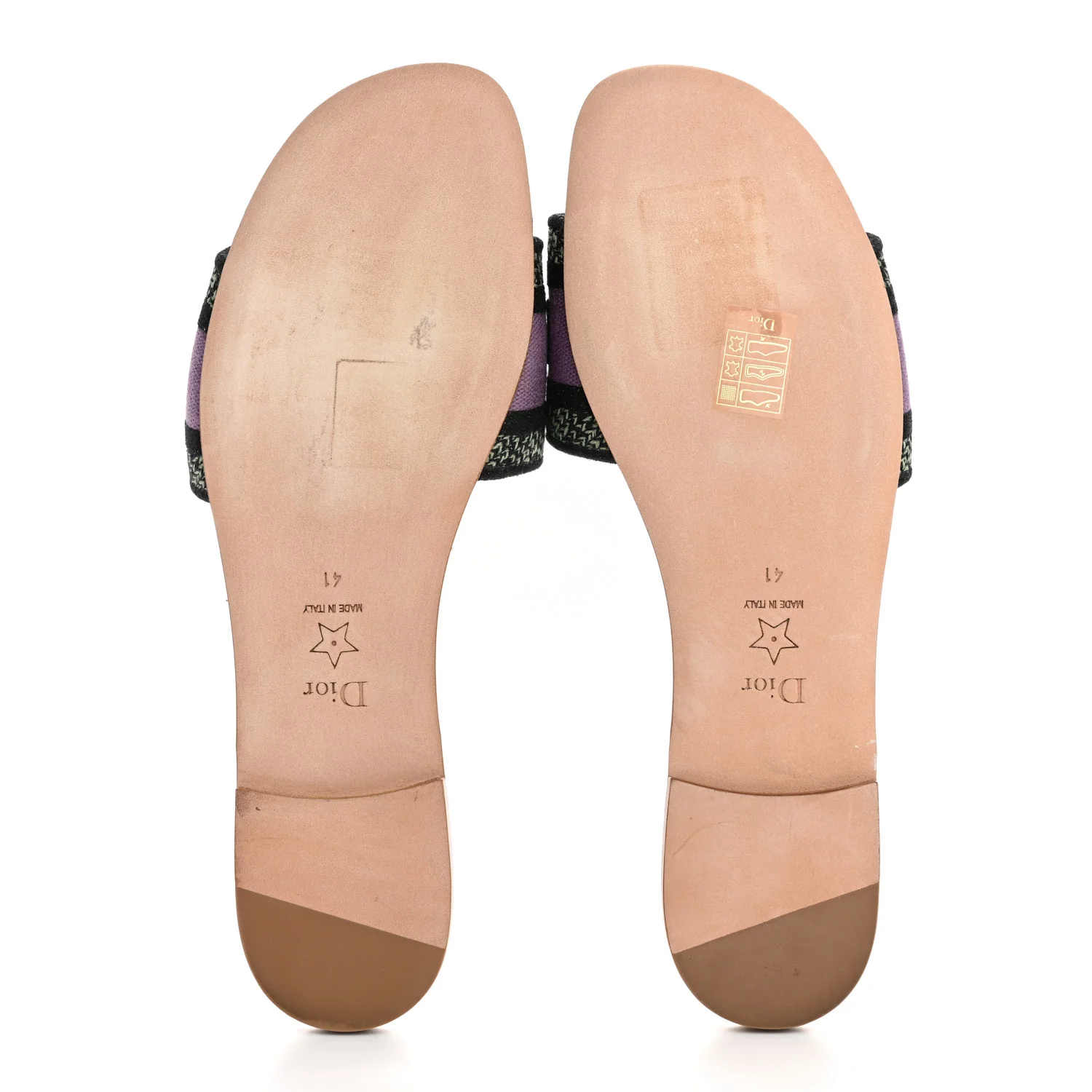 Canvas Embroidered 4 Saisons Dway Flat Slide Sandals 41 Lilac