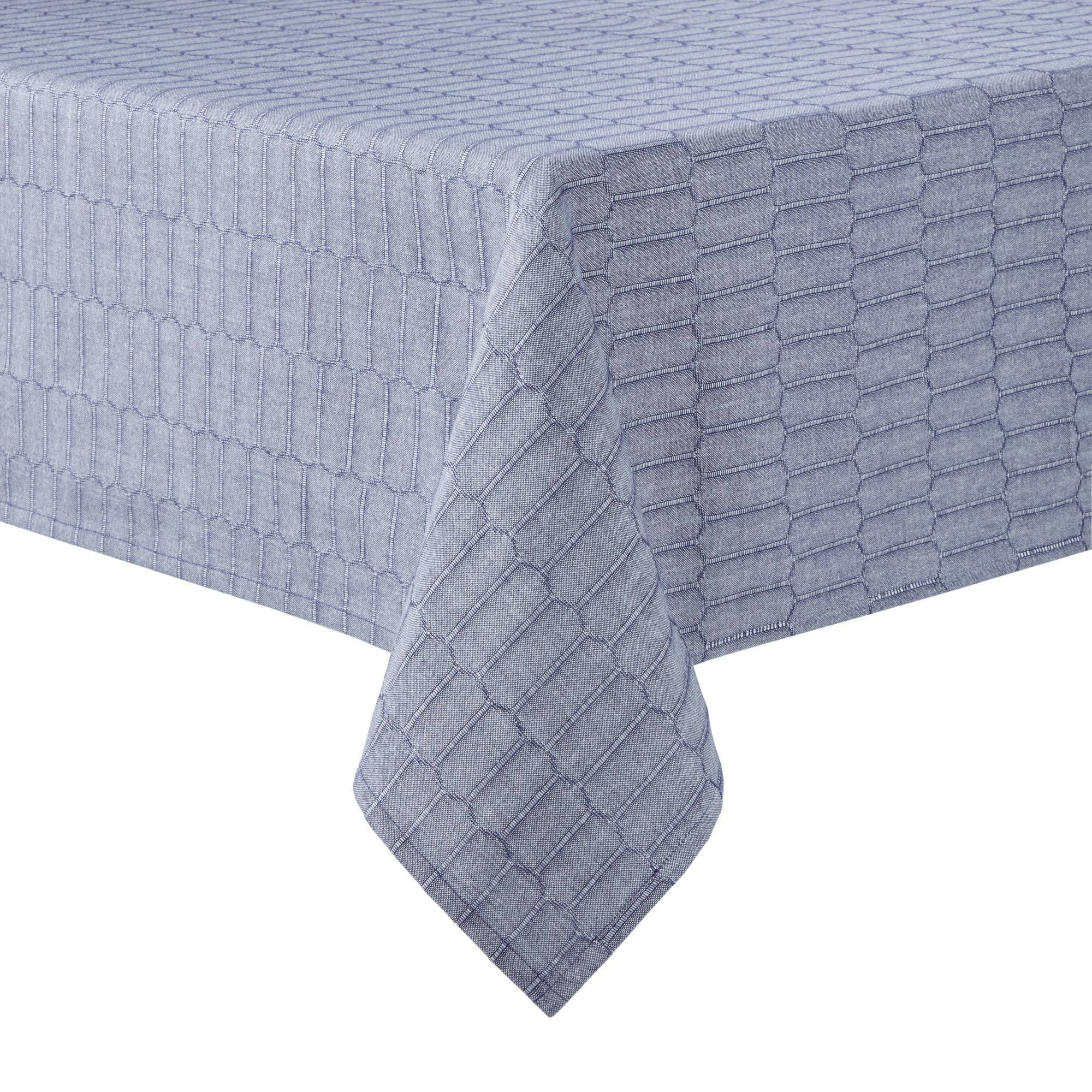 Martha Stewart Modern Farmhouse Honeycomb Rectangle Tablecloth - Blue