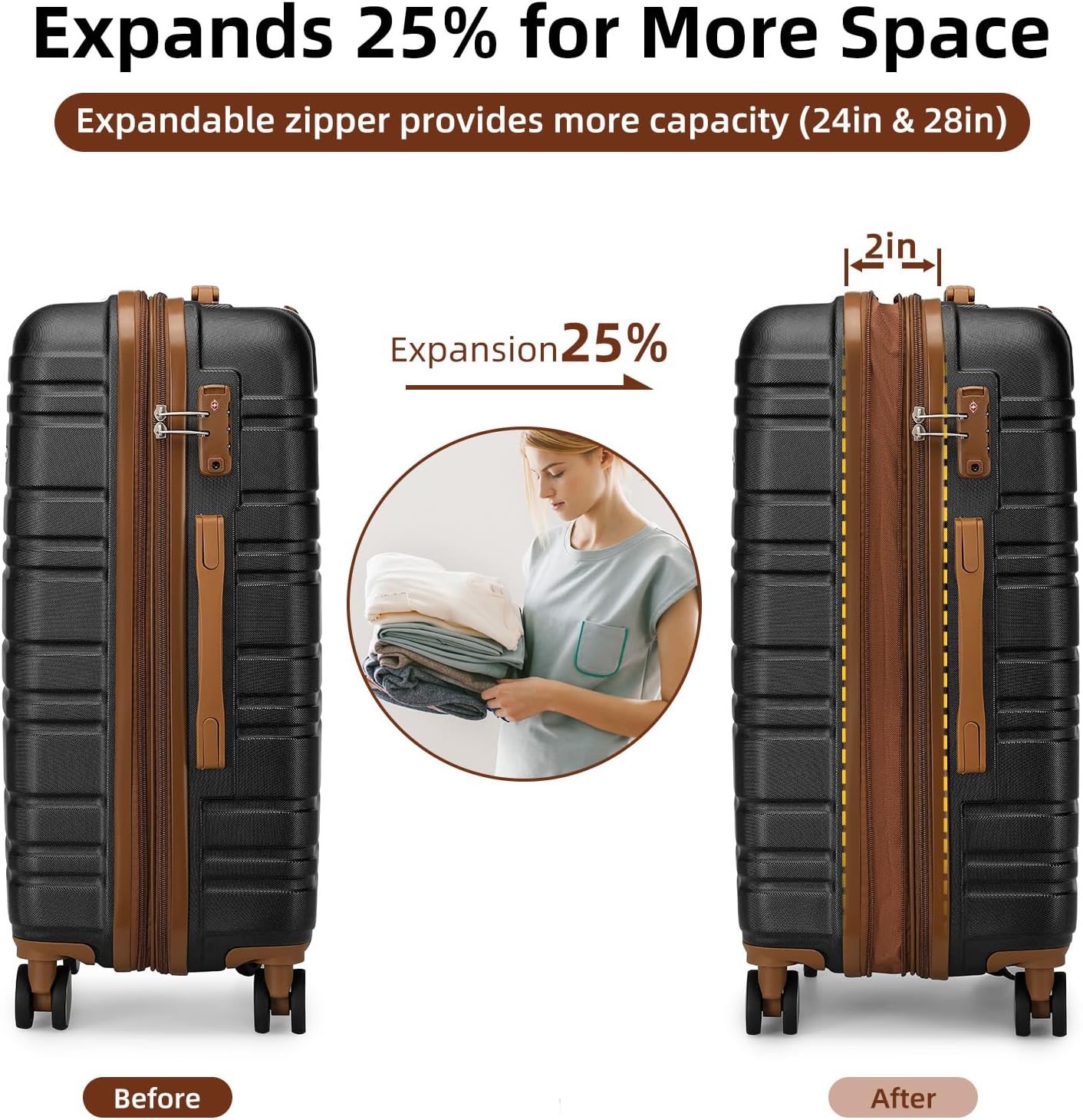 Ensemble de 6 valises, ensemble de valises rigides extensibles avec roulettes multidirectionnelles, ensemble de bagages à roulettes légers