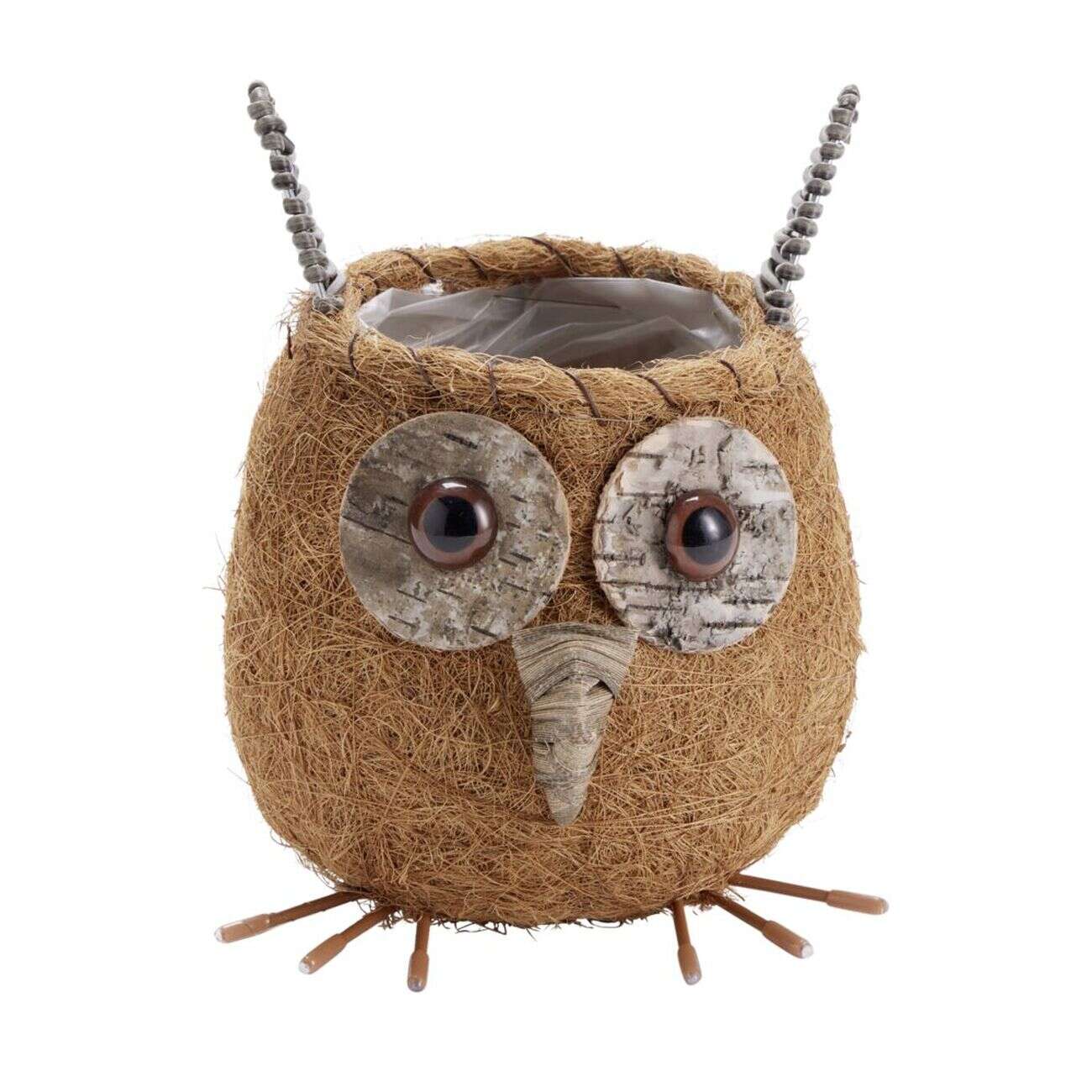 Cache-pot hibou à poser en fibre de coco 19x17xH19cm