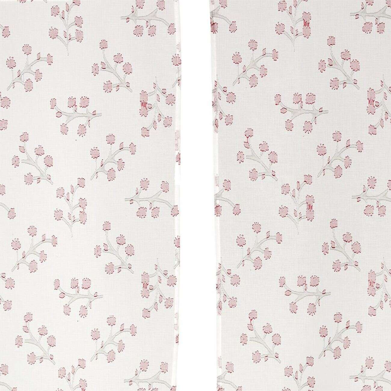 Vitrage blanc à fleurs 60x90cm x2