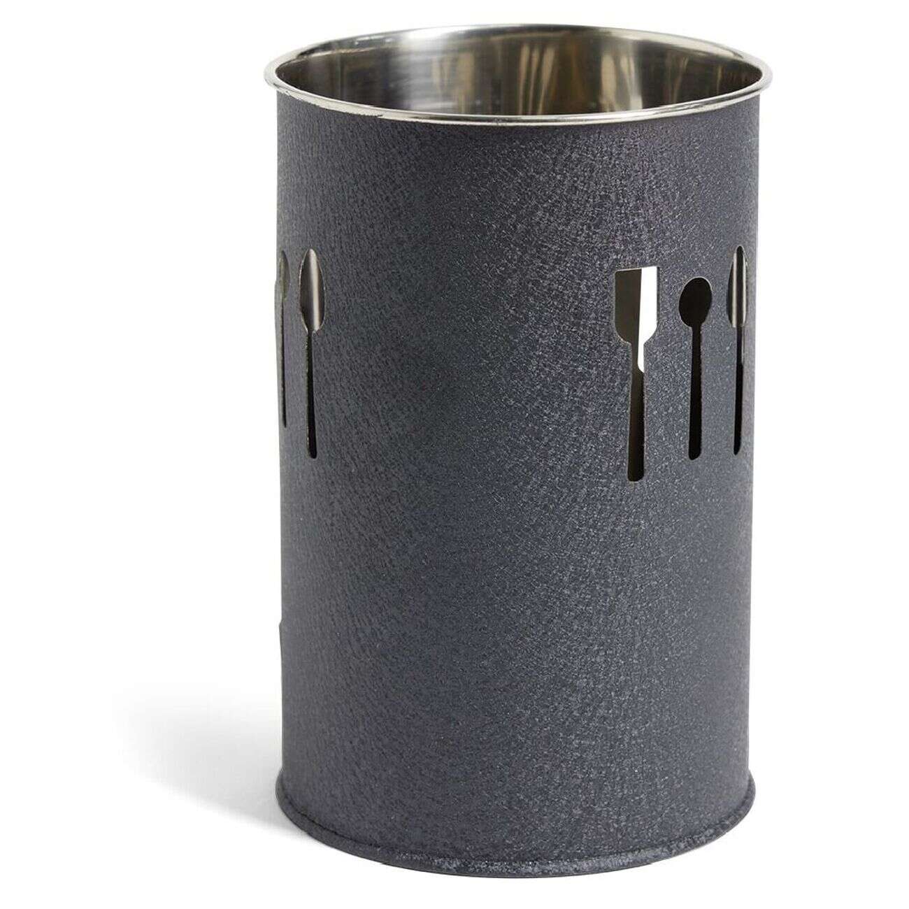 Pot range-couverts Ø10xH.15cm inox finition gris crocodile