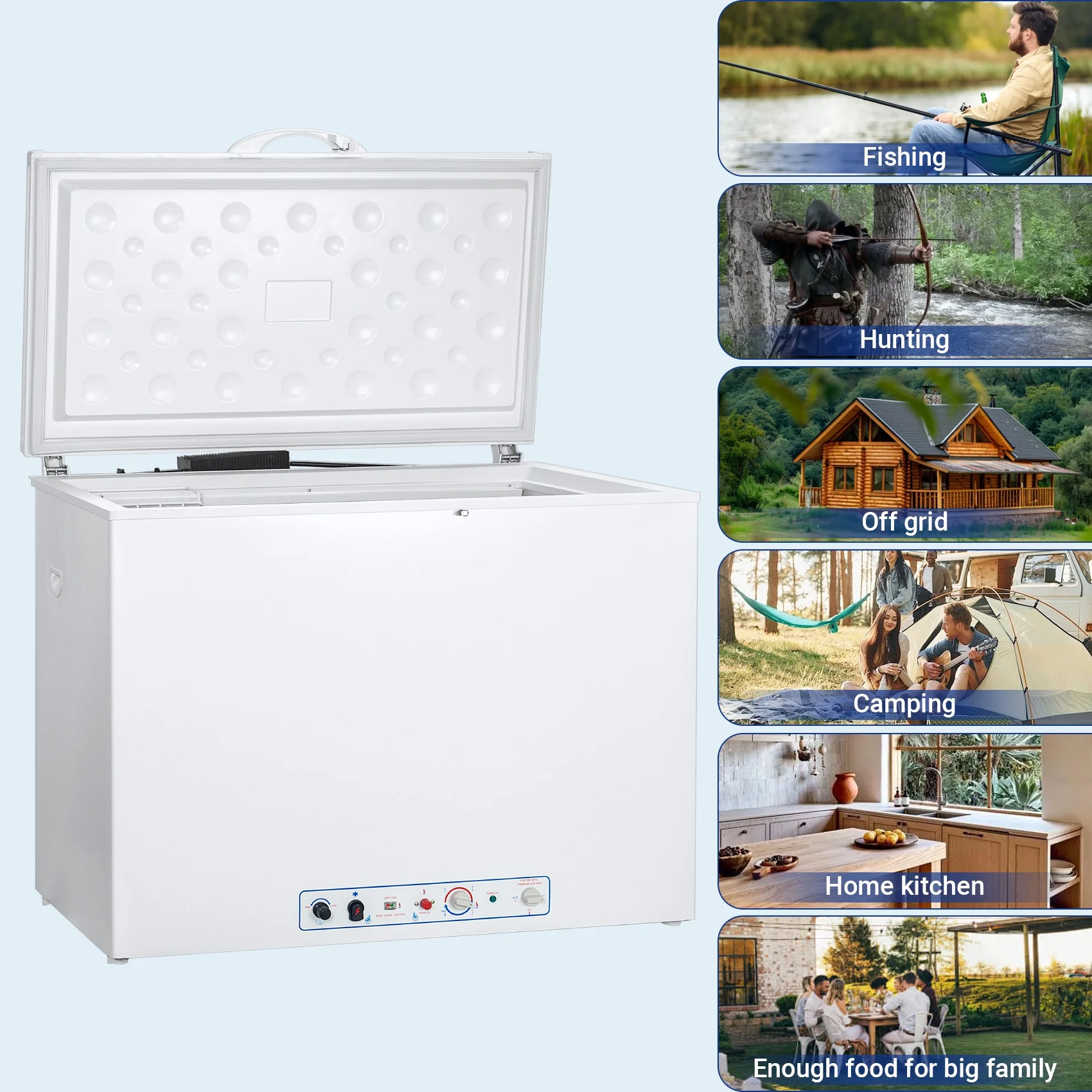 7 Cu ft Propane Chest Freezer, LPG/110V 2 Way Freezer Off Grid Lock and Top Door for Outdoor White - Image 5
