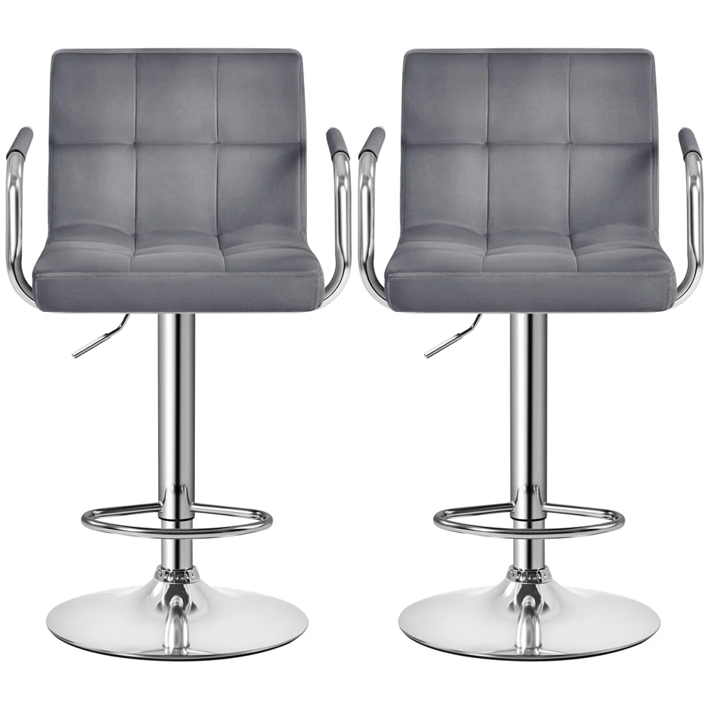 Yaheetech 2pcs PU Leather Adjustable Bar Stools for Dining Room, Black(Beige) Image 8