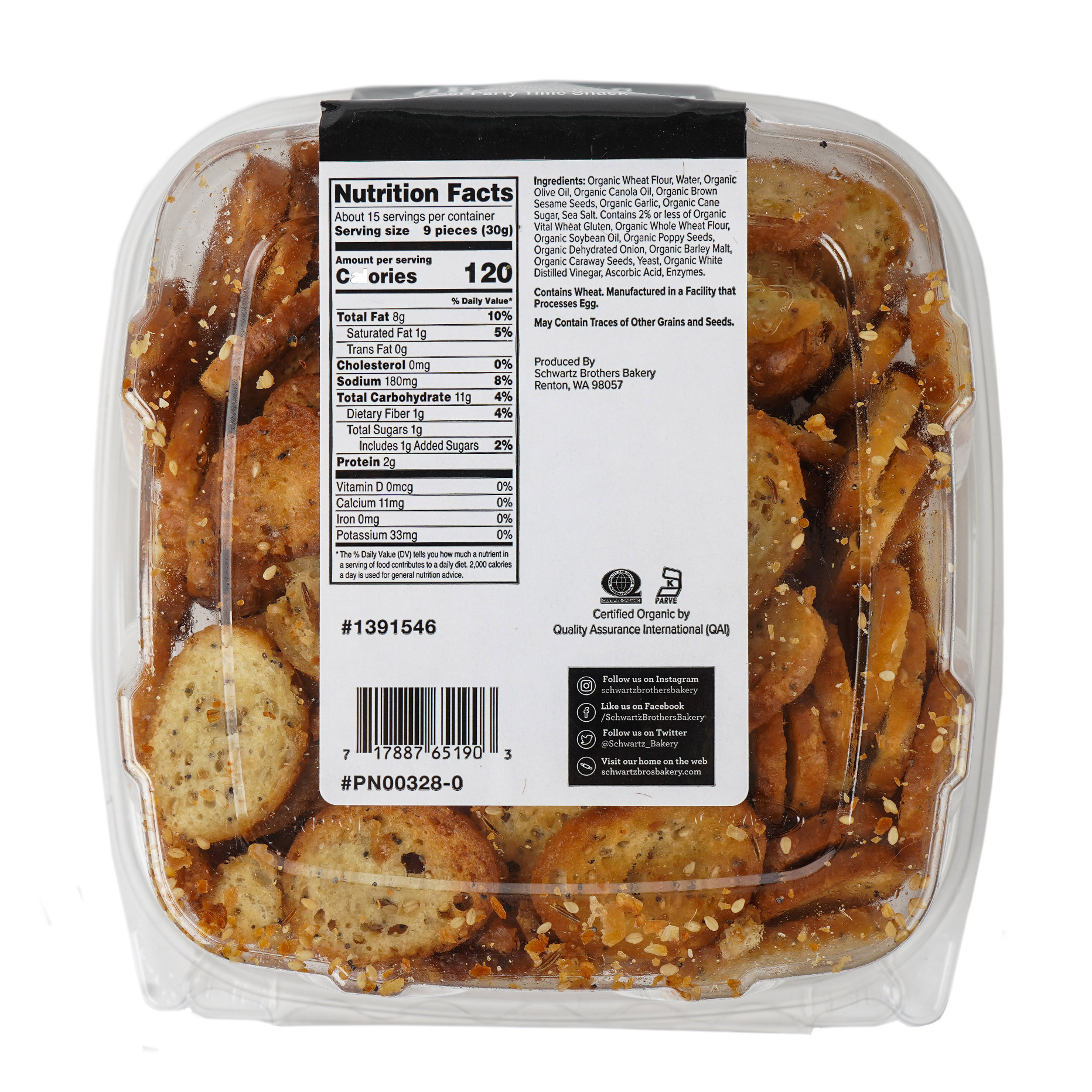 Schwartz Brothers Bakery, Organic Everything Bagel Chips, 15 oz