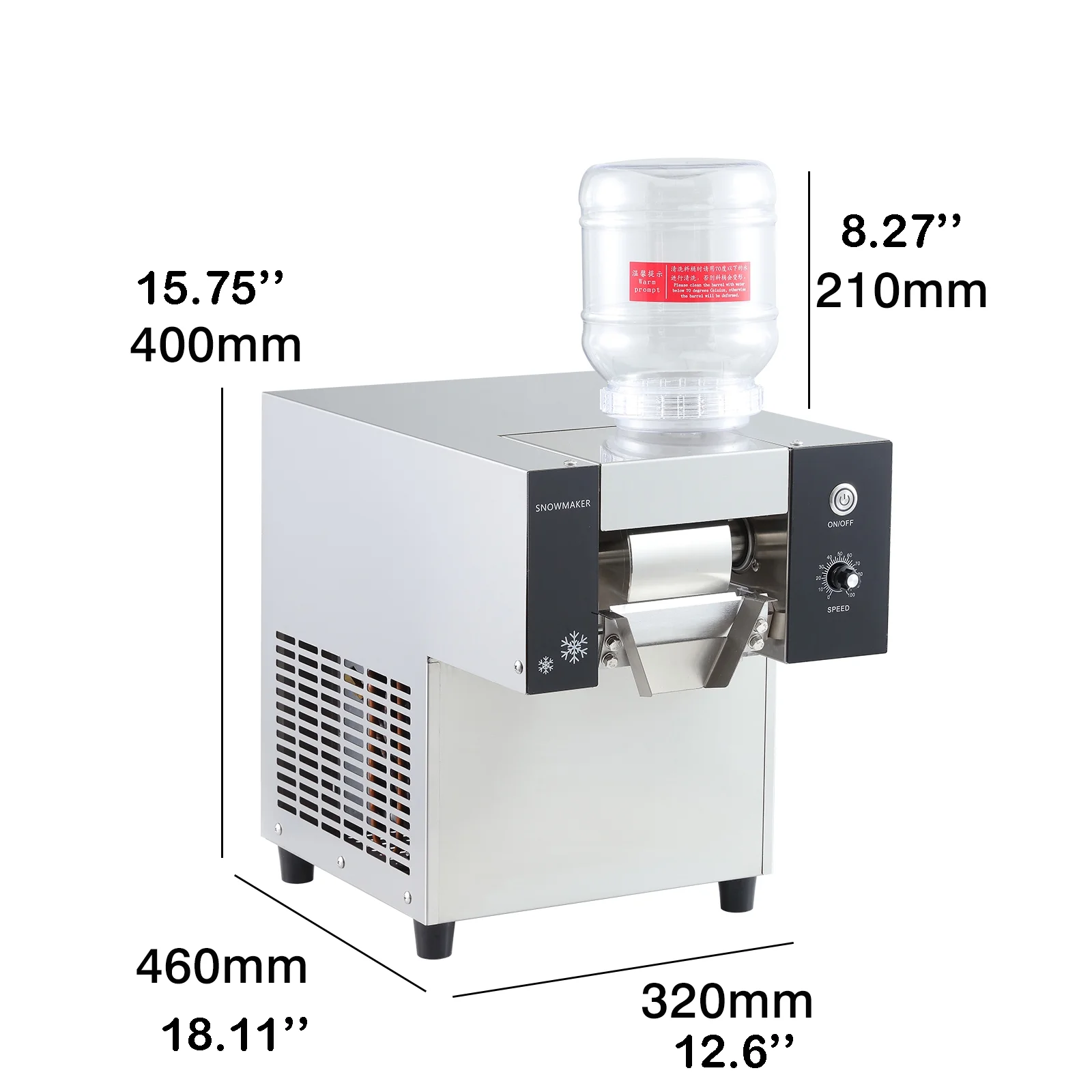 Kolice Commercial Automatically Snowflake Ice Machine, Snow Cone Maker - 374 lb/Day, Air Cooling