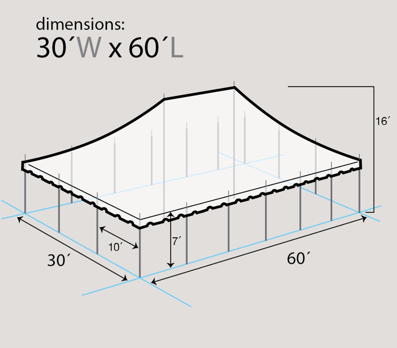 Sectional Outdoor Wedding Event Party Canopy Tent, White Waterproof, 30 ft x 60 ft(30 x 60) - Image 3