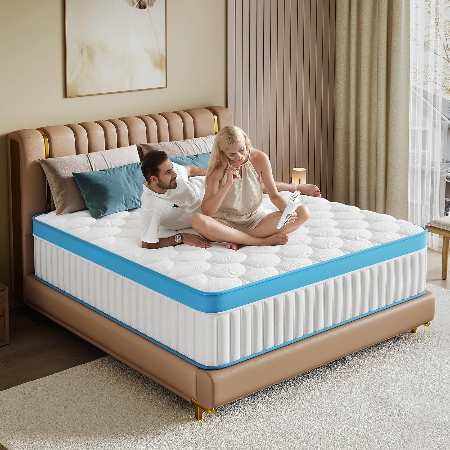 King Size Mattress 12 Inch Medium Firm King Matress Hybrid Memory Foam Individual Pocket Springs Pressure Relief & Motion Isolation Mattresses in a Box
