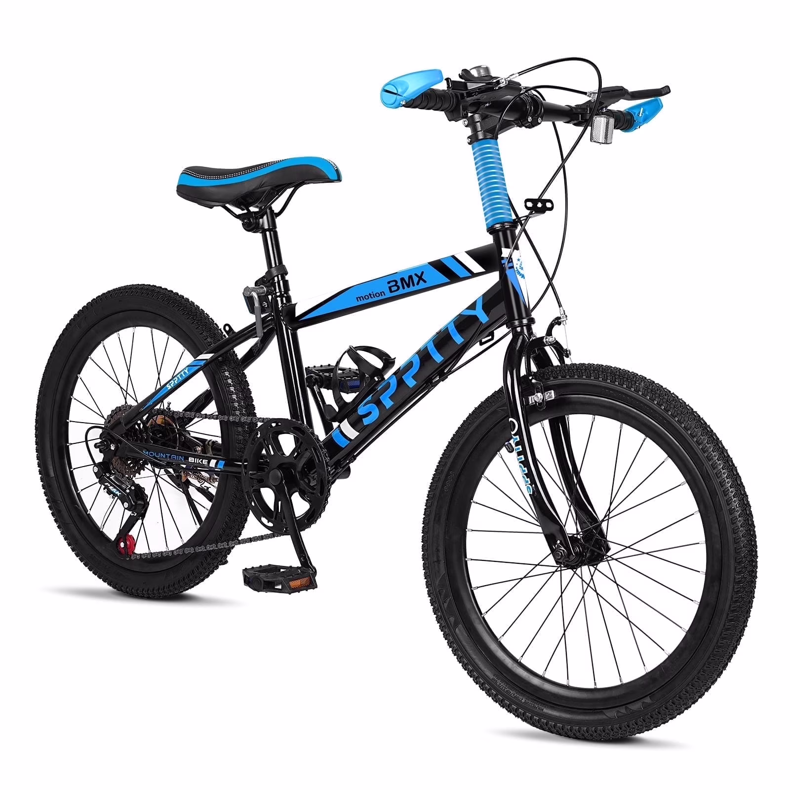 SPPTTY 20 - 24 in Bike, 6 - Speed Mountain Bike for Men Women Boys Girls, Comfort Saddle, Blue