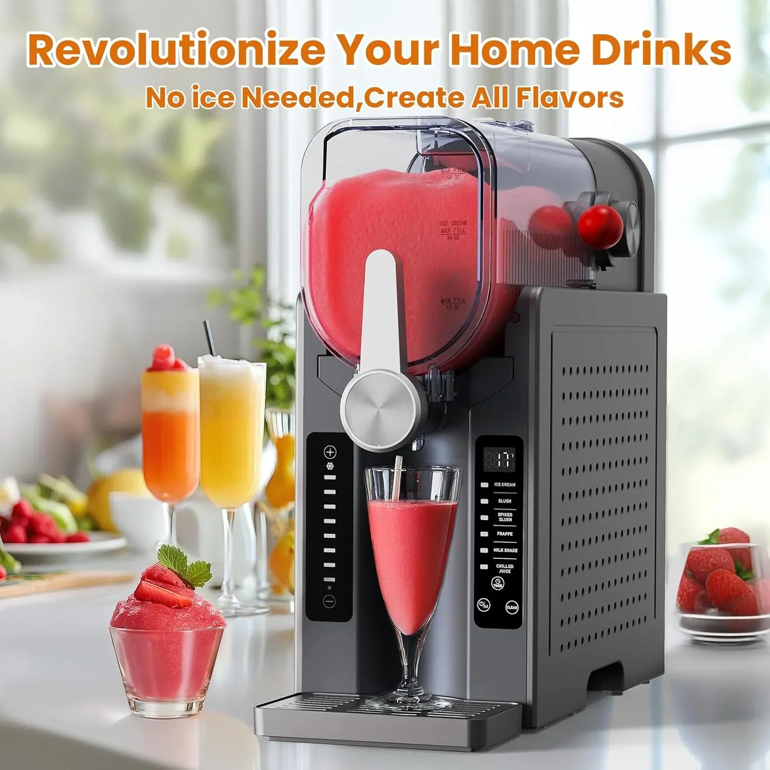 Machine à granita professionnelle pour boissons glacées, sans glace, avec écran LED
