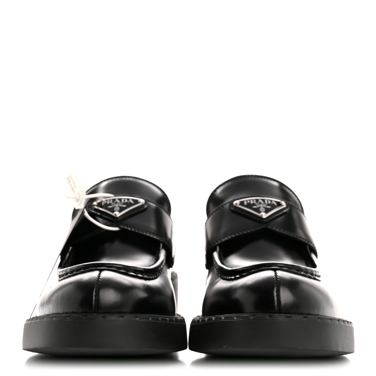 Spazzolato Metal Triangle Logo 50mm Loafers 40.5 Black