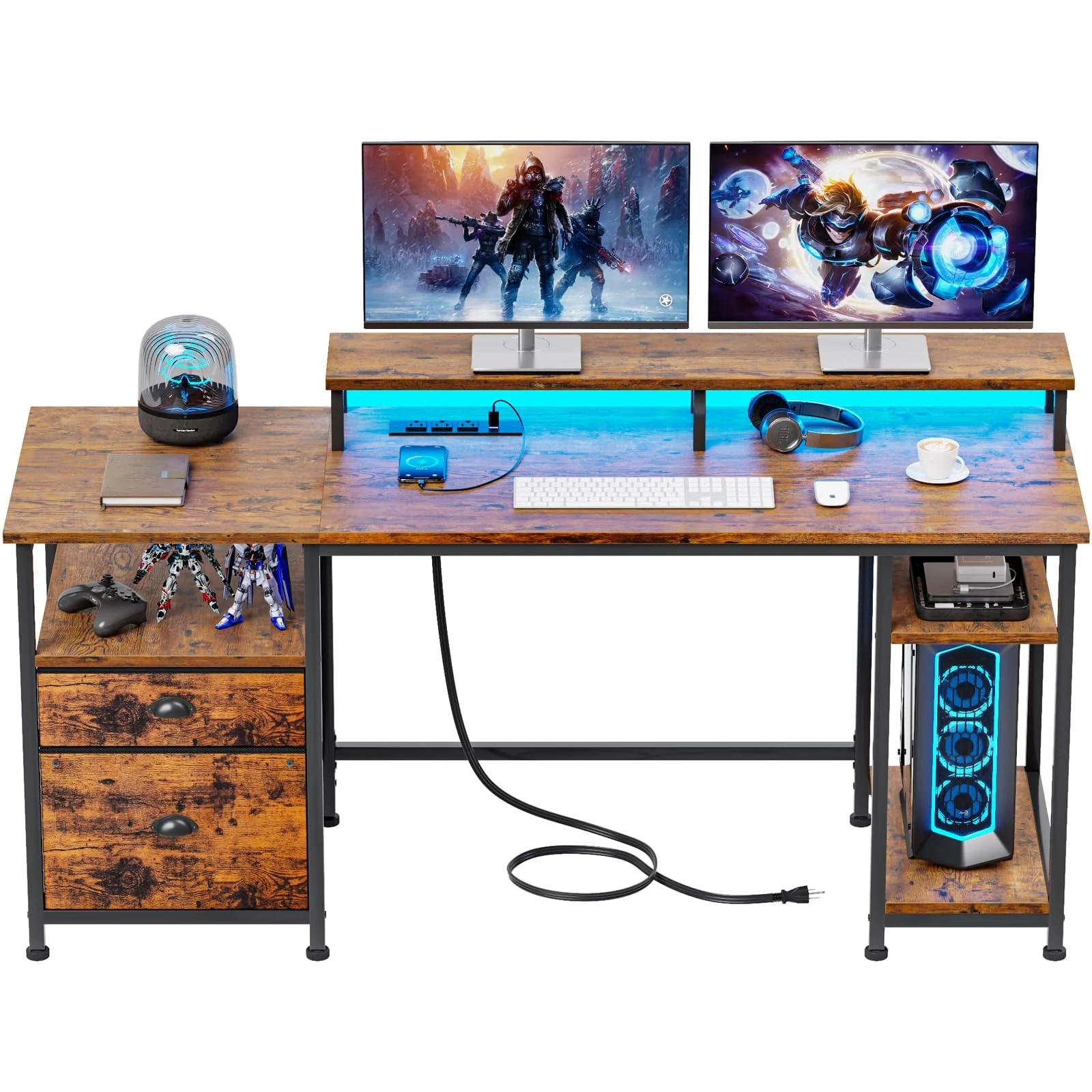 Furologee 61 Computer Desk with Power Outlet and USB Ports