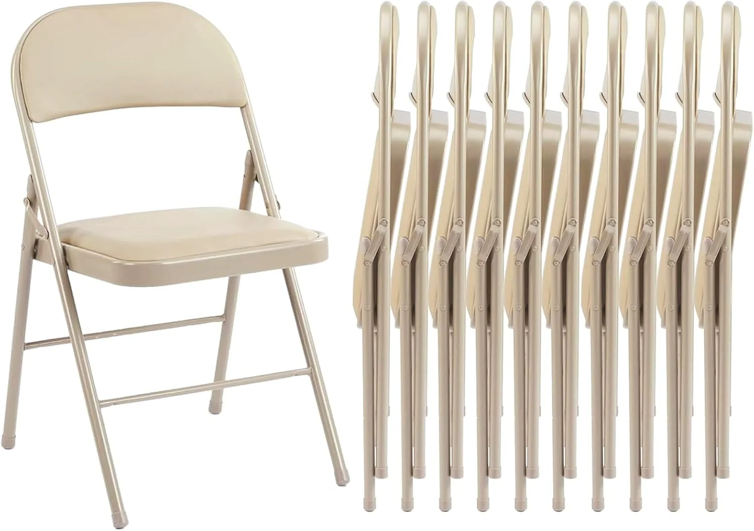 Lot de 12 chaises pliantes Sweetcrispy, chaises pliantes rembourrées en cuir, chaises pliantes robustes en métal