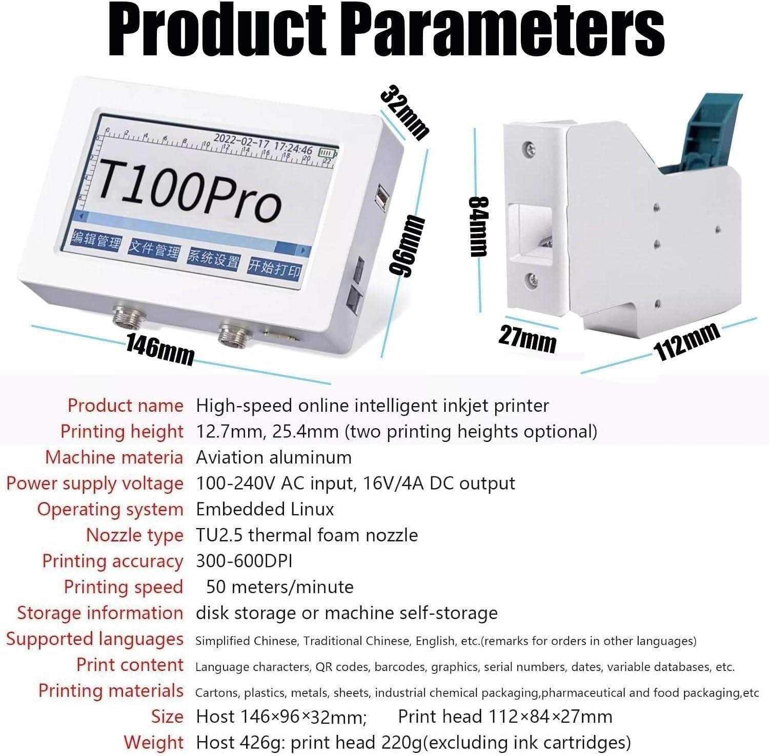 Automatic Coding Machine,in Line Inkjet Coder,Industrial Printer,Date | 25.4mm