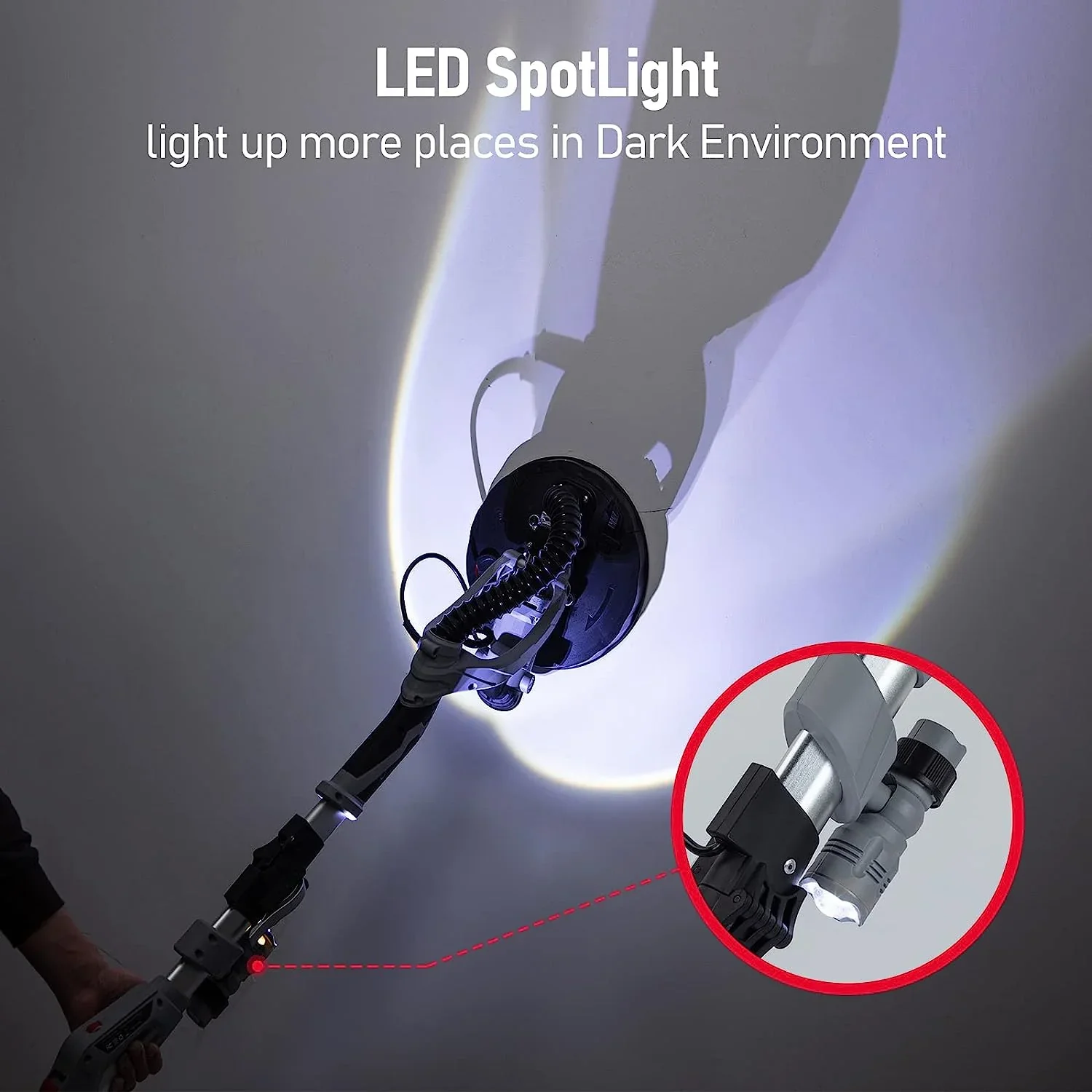 710W Drywall Sander,  Electric Motor Sander with LED Flashlight, Variable Speed 800-1800RPM With Extendable & Foldable Handle, 6 Pcs Sanding Discs, Including Carrying Bag