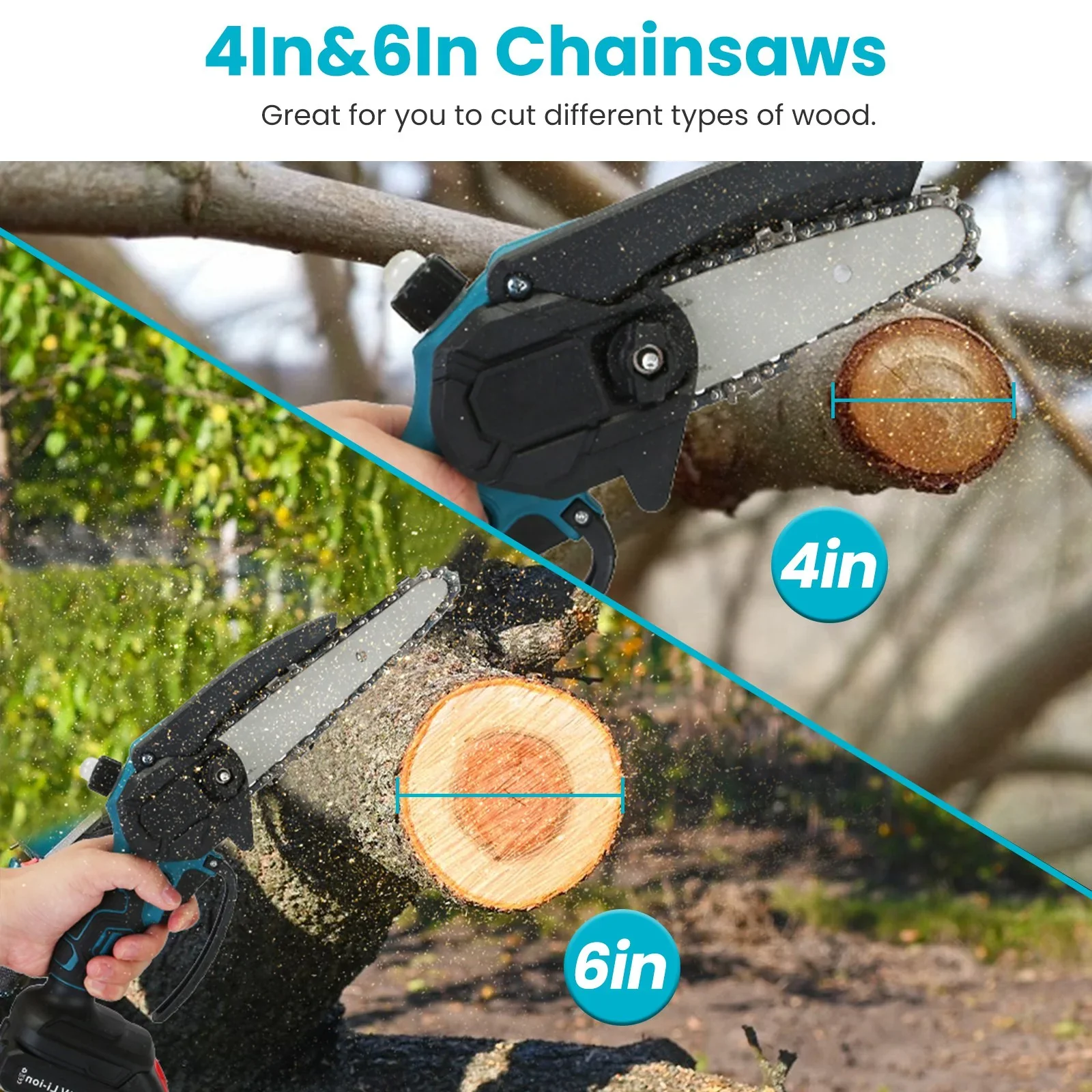 4-in-1 Pole Saw & Electric Pruning Shears for Tree Trimming 4/6 Inch Electric Chainsaw 2x3000mAh Battery 5.5ft Max Extension Pole SK5 Blade Pruning Shears for Gardening