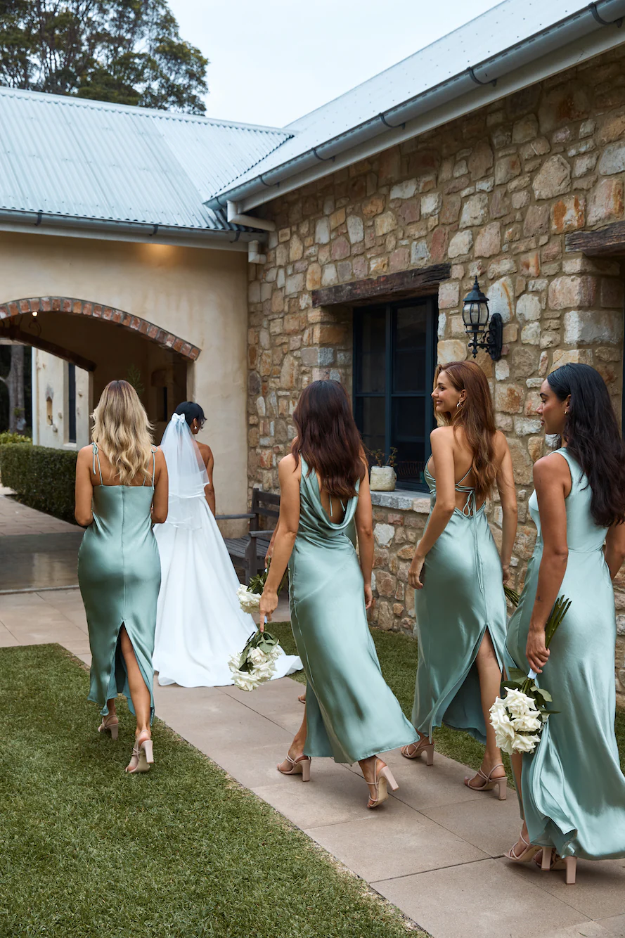 HELLO MOLLY The Penelope Cowl Satin Maxi Dress Sage